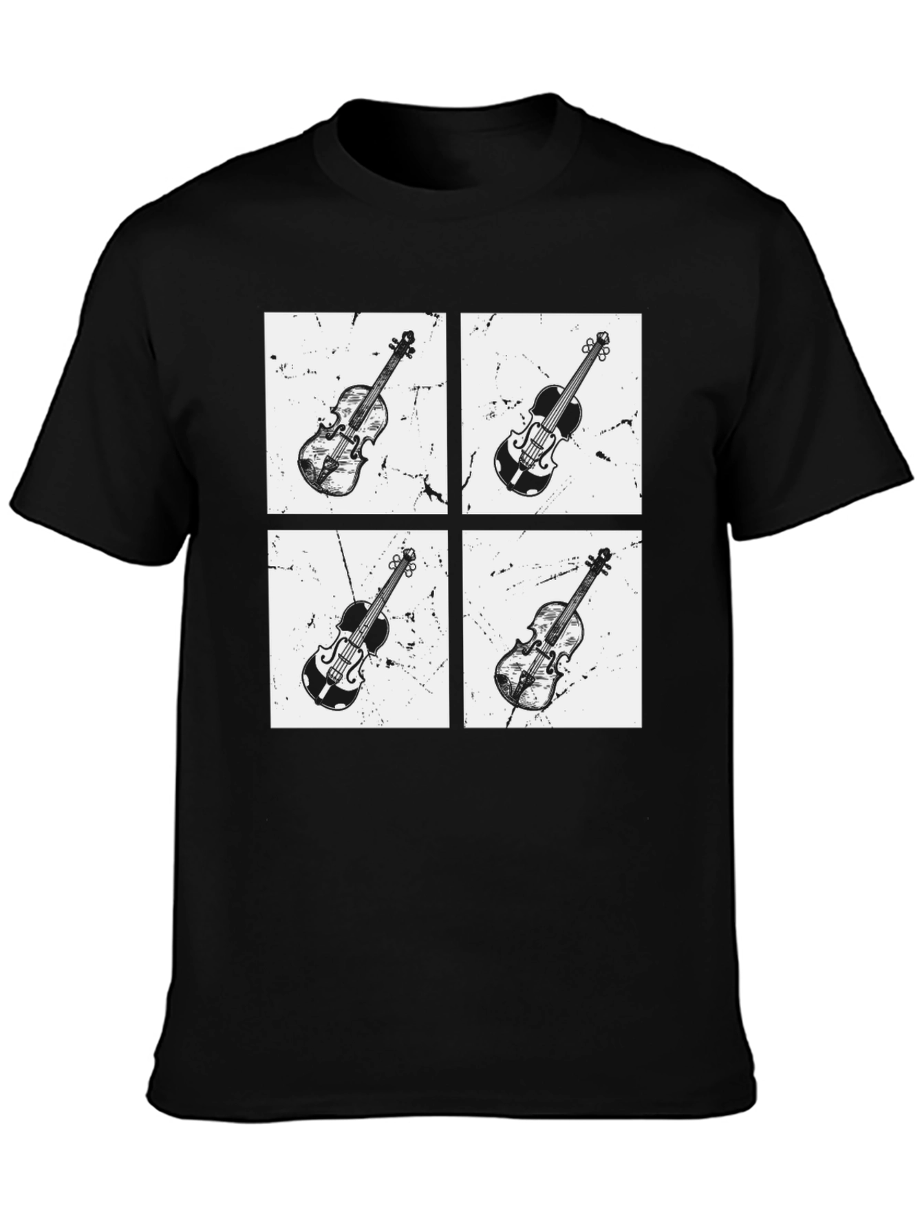 Violin Quartet Graphic Tee - Black Cotton T-Shirt