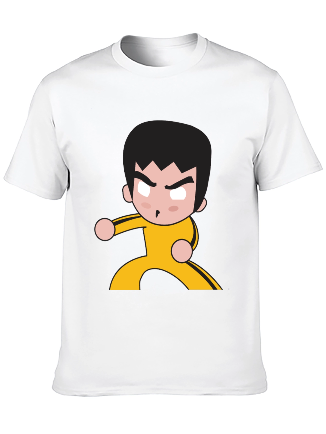 Martial Arts Cartoon Graphic Black T-Shirt