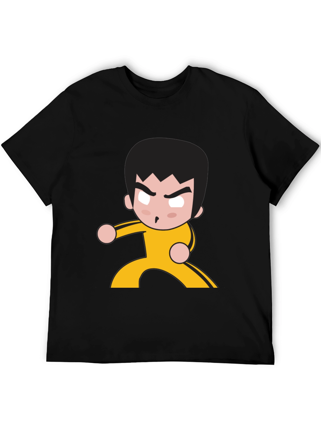 Martial Arts Cartoon Graphic Black T-Shirt