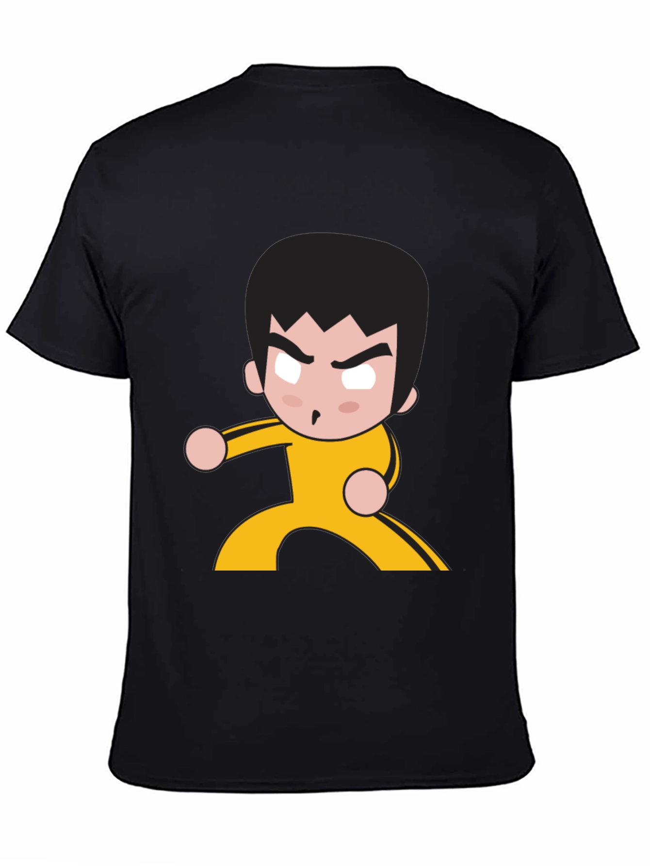 Martial Arts Cartoon Graphic Black T-Shirt