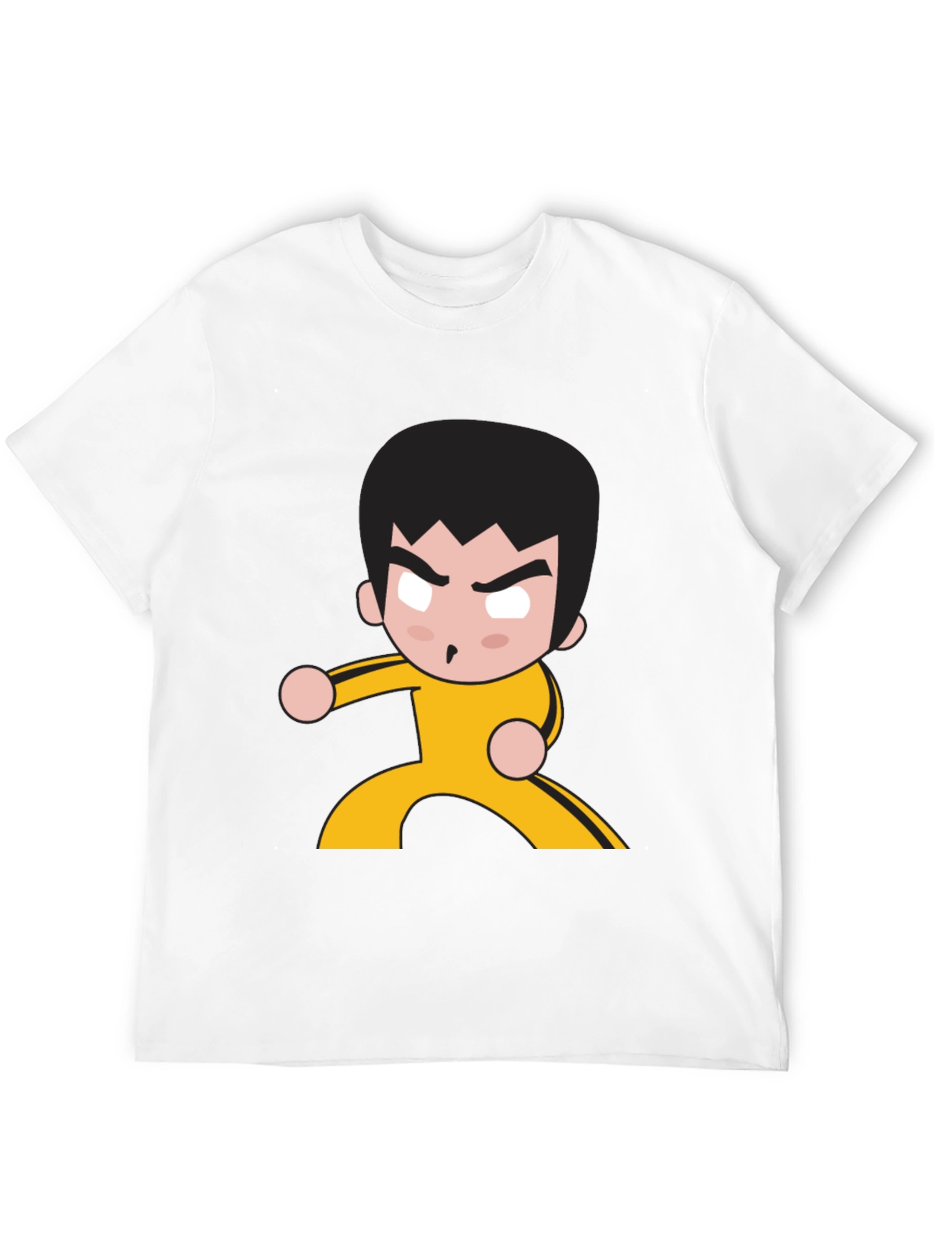 Martial Arts Cartoon Graphic Black T-Shirt