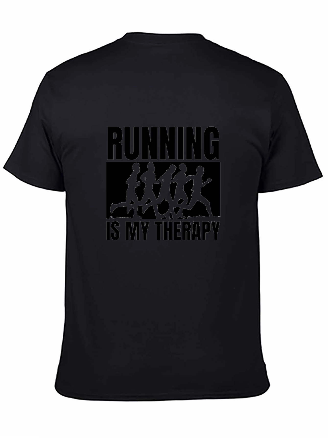 Running is My Therapy Graphic Tee - Black