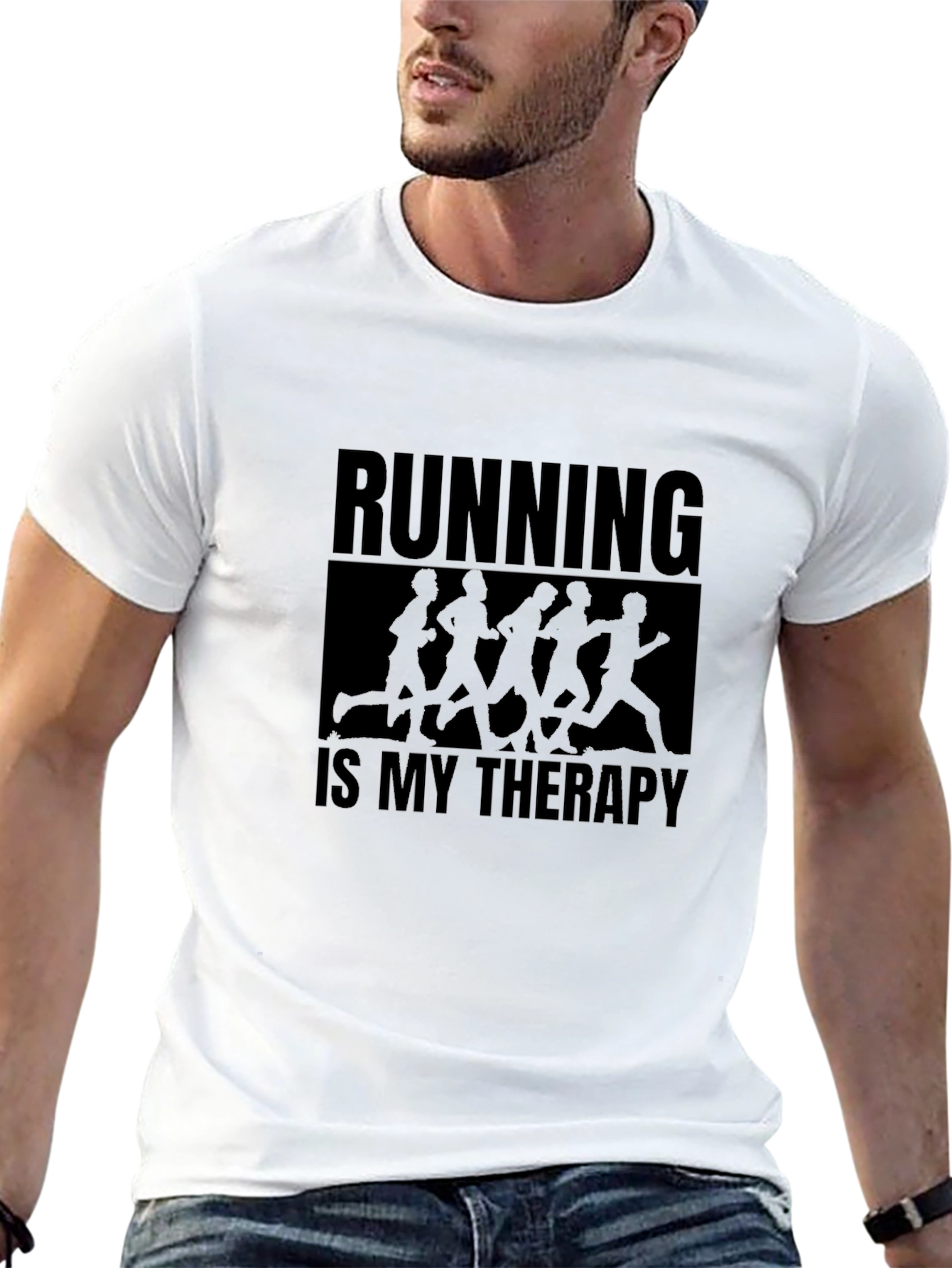 Running is My Therapy Graphic Tee - Black