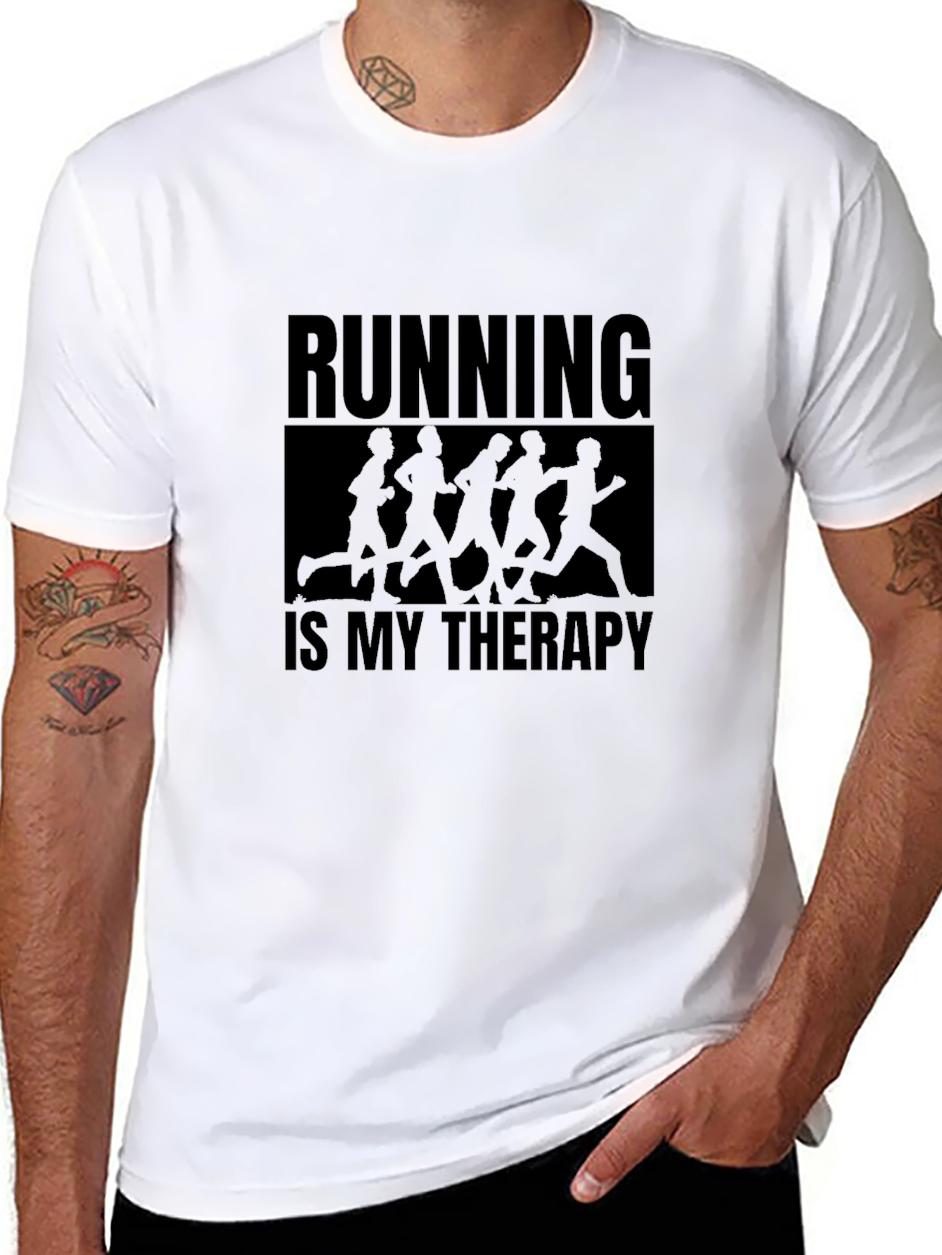 Running is My Therapy Graphic Tee - Black