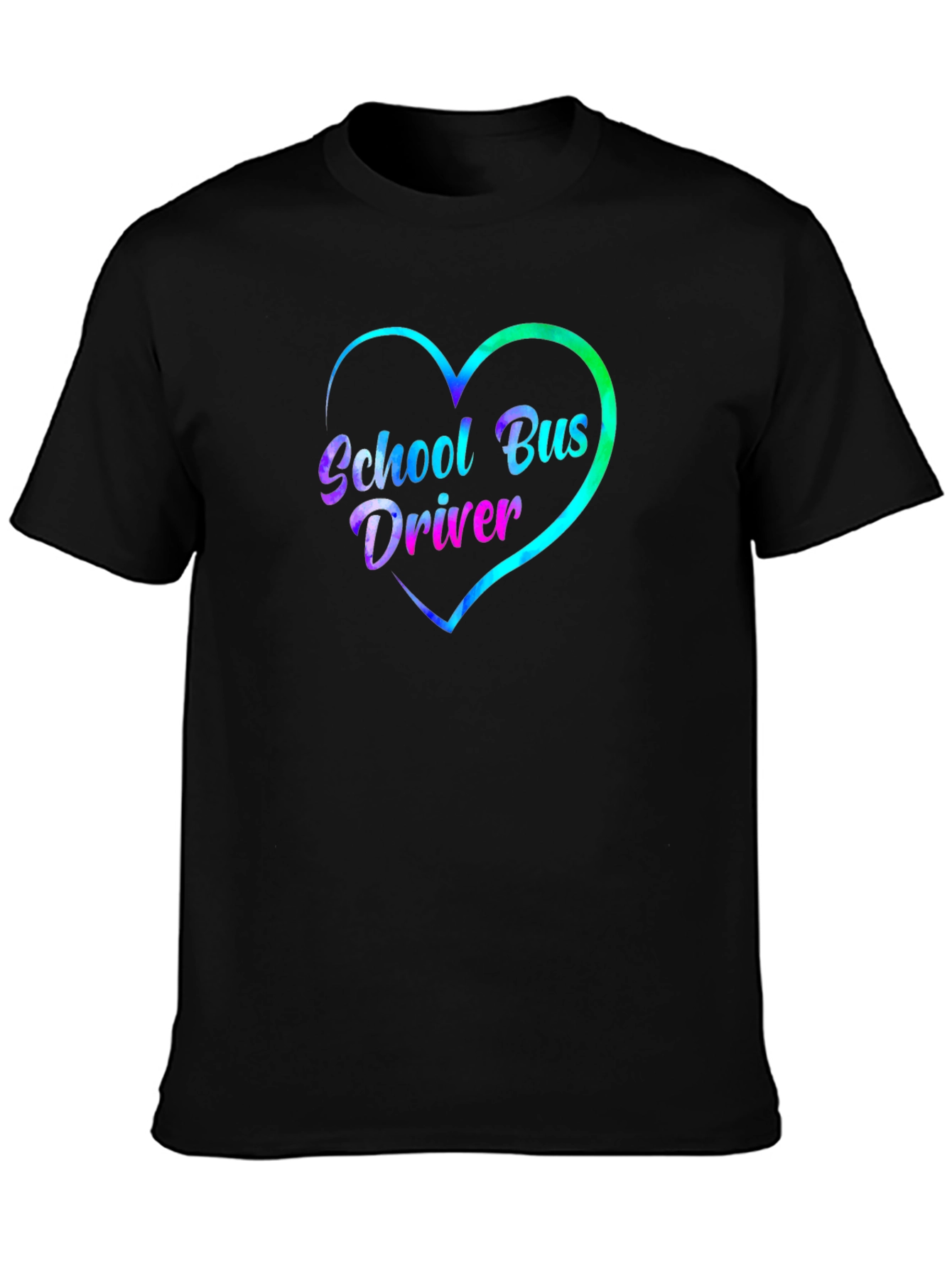 School Bus Driver Heart Graphic Tee - Black