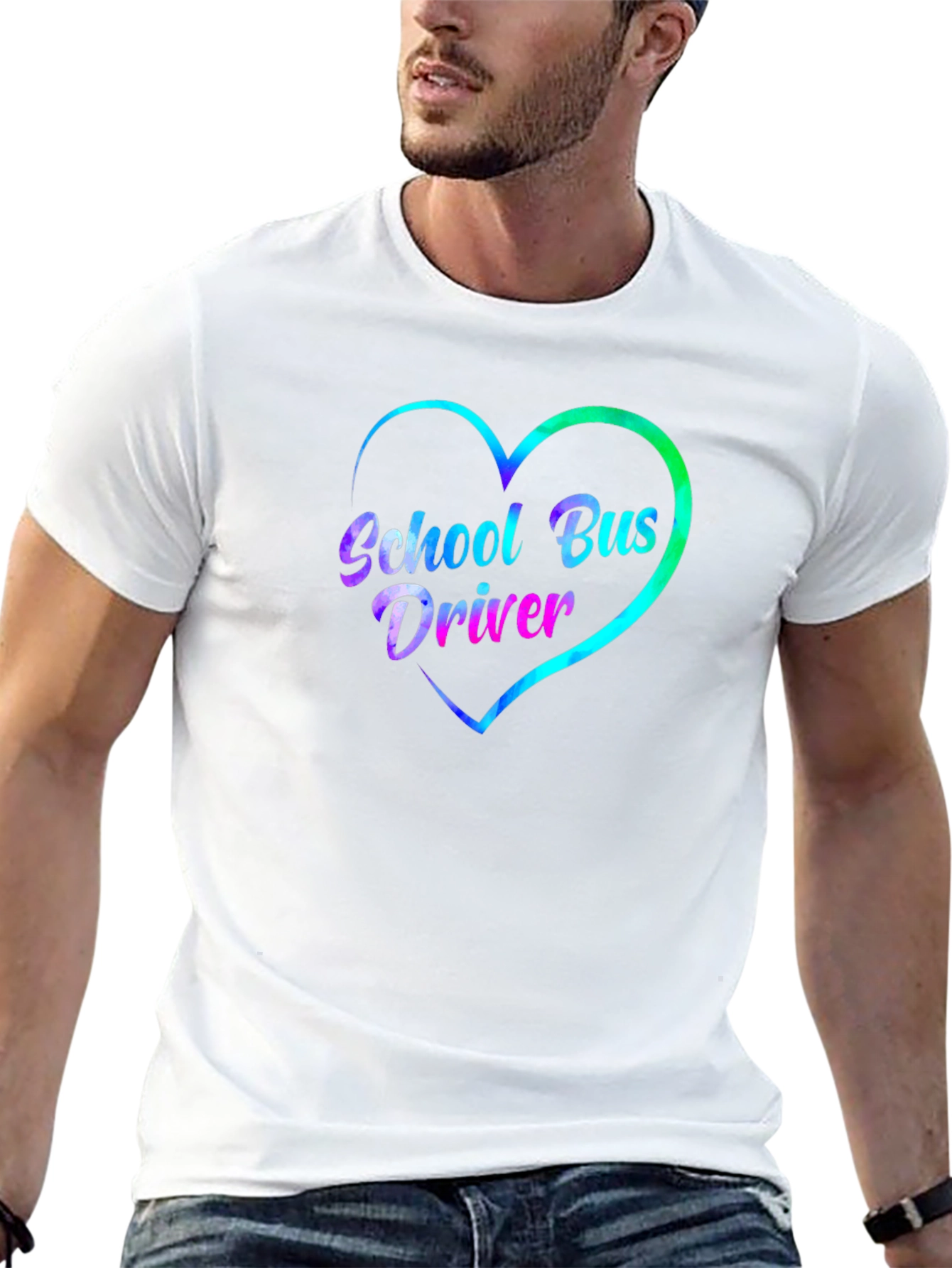 School Bus Driver Heart Graphic Tee - Black