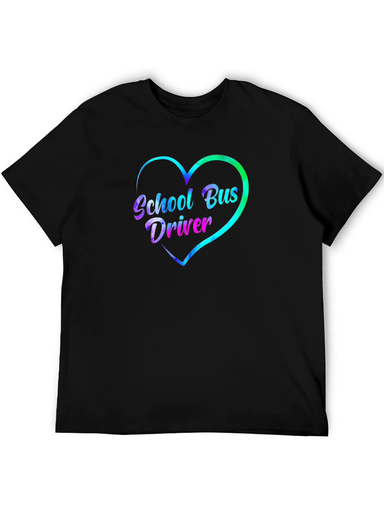 School Bus Driver Heart Graphic Tee - Black