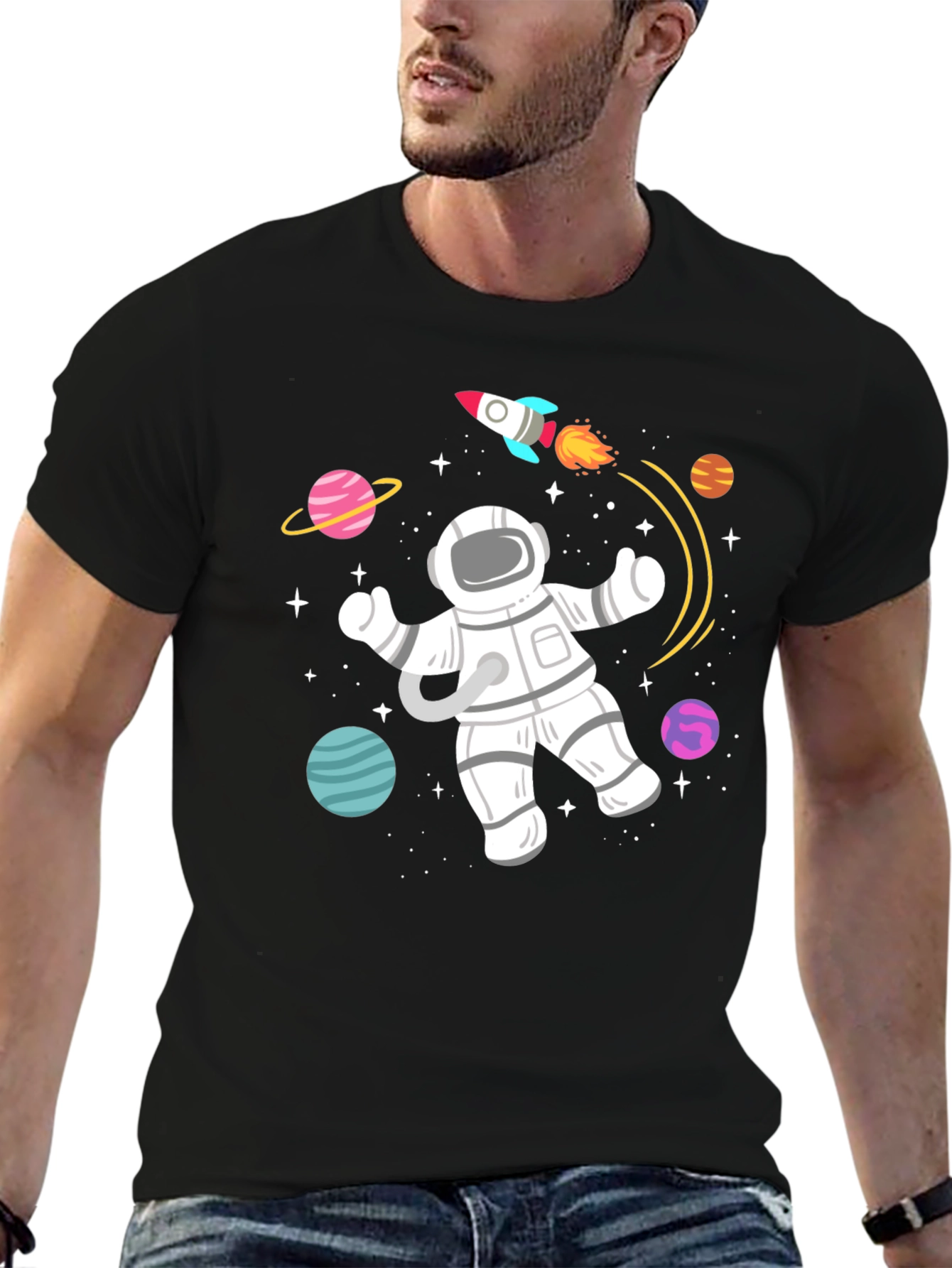 Space Explorer T-Shirt - Astronaut & Rocket Design