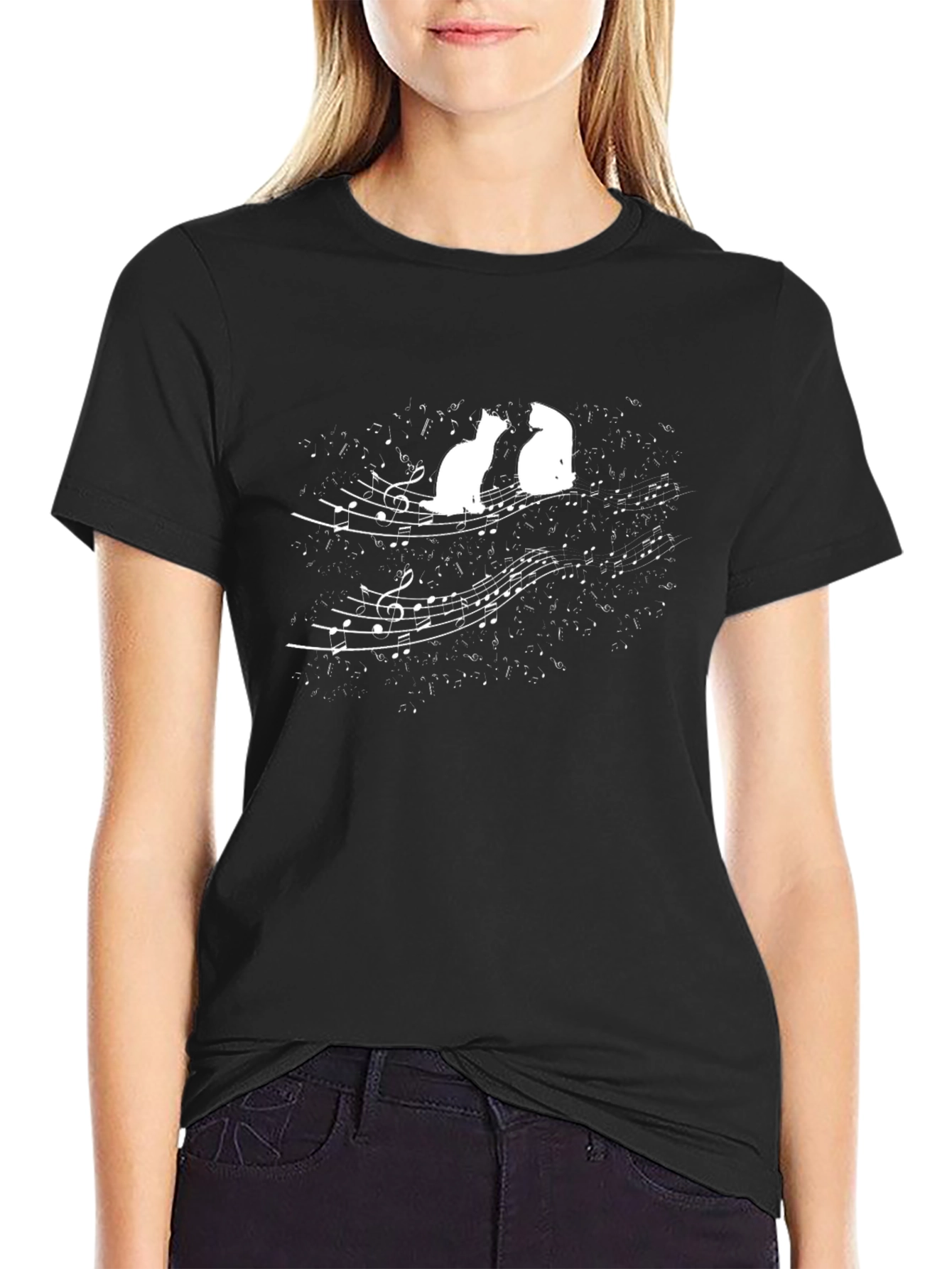 Musical Cats Black Graphic Tee
