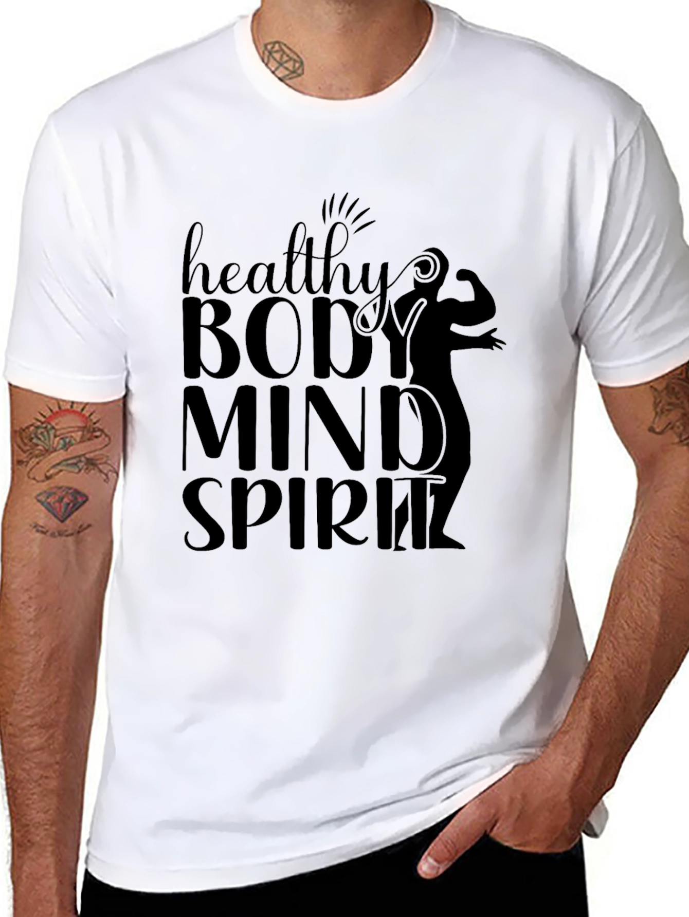 Healthy Body Mind Spirit Black Graphic Tee
