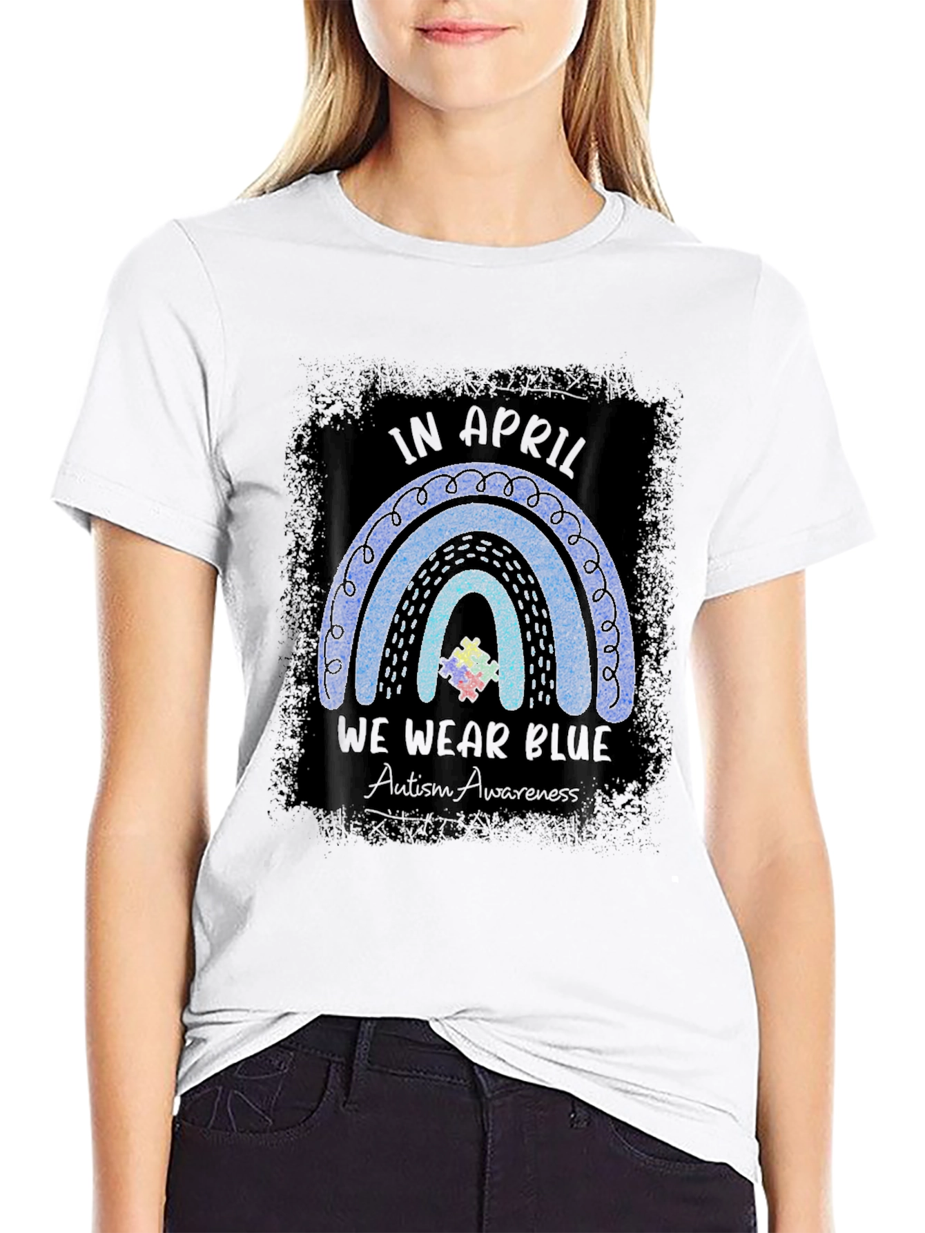 Autism Awareness Blue Rainbow T-Shirt