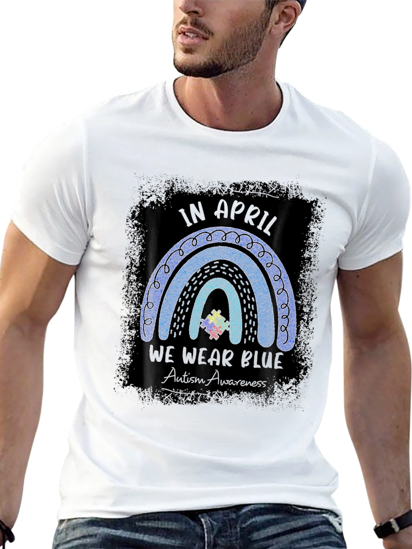 Autism Awareness Blue Rainbow T-Shirt