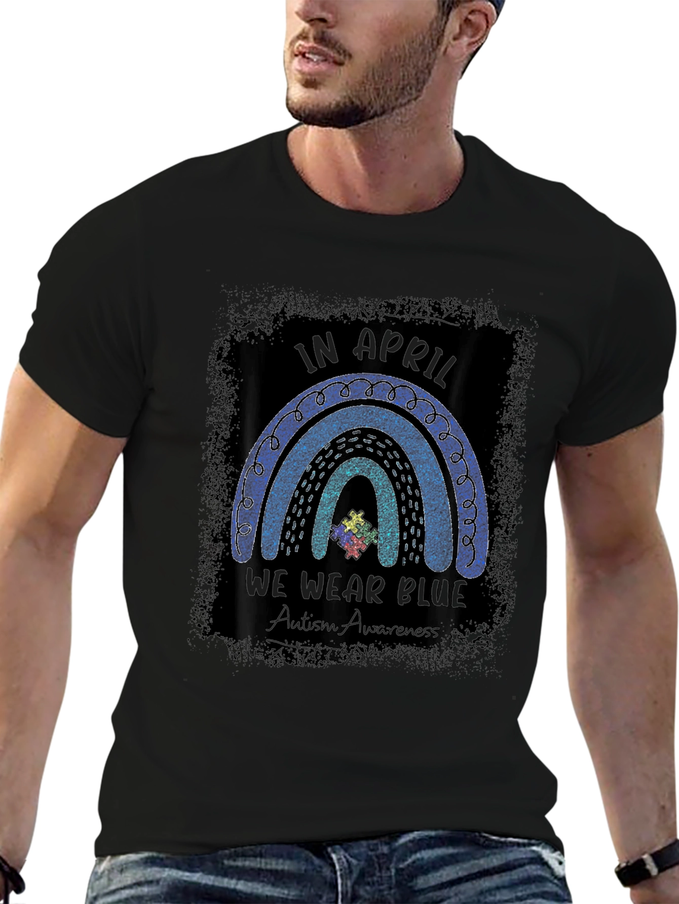 Autism Awareness Blue Rainbow T-Shirt