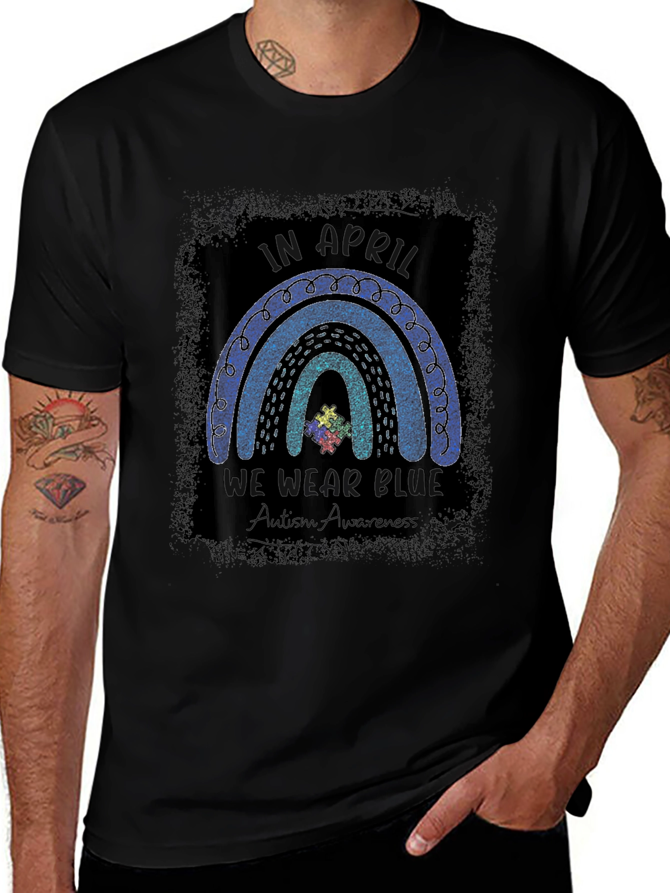 Autism Awareness Blue Rainbow T-Shirt