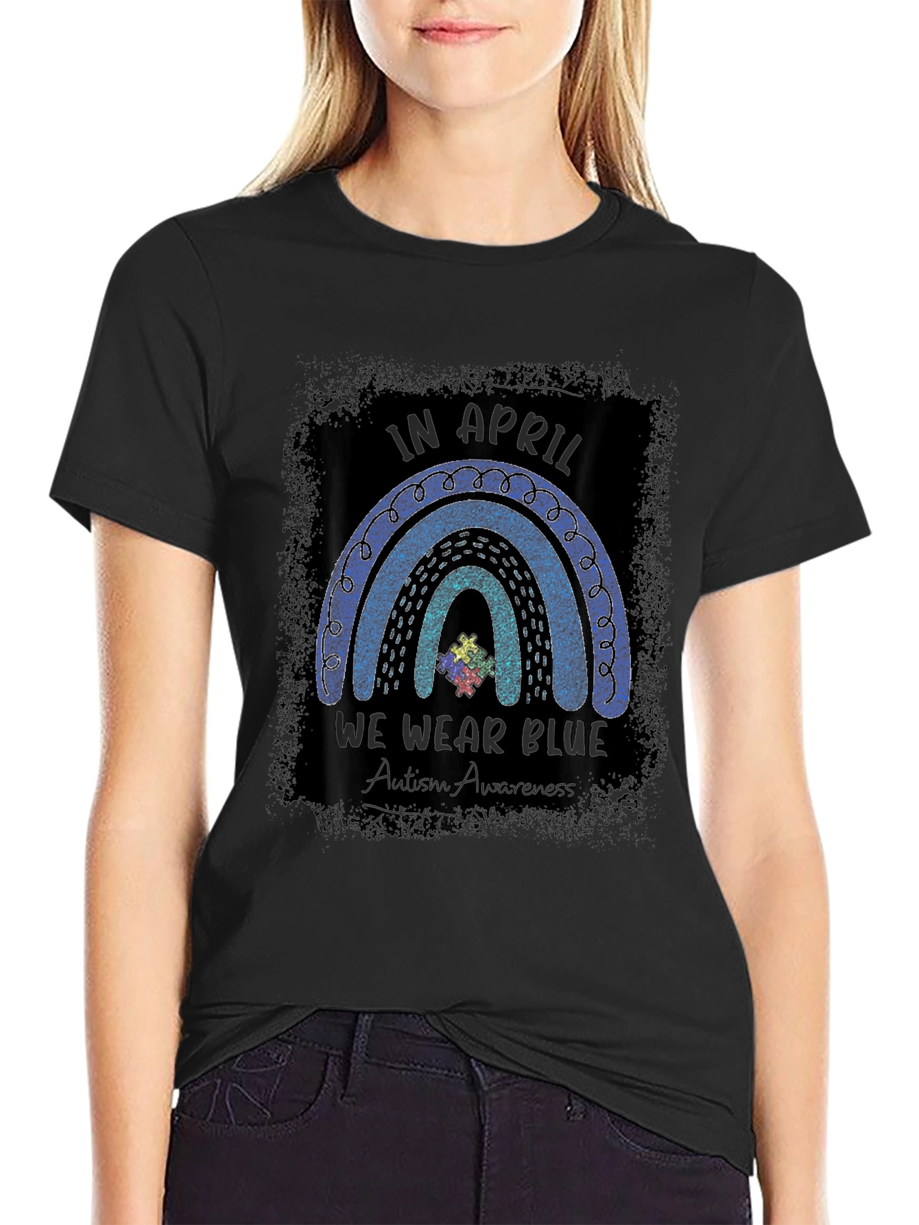Autism Awareness Blue Rainbow T-Shirt