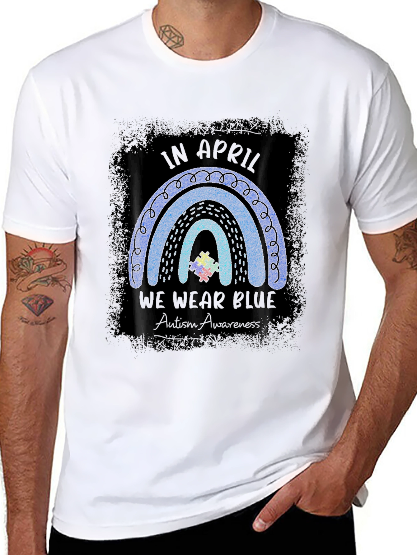 Autism Awareness Blue Rainbow T-Shirt