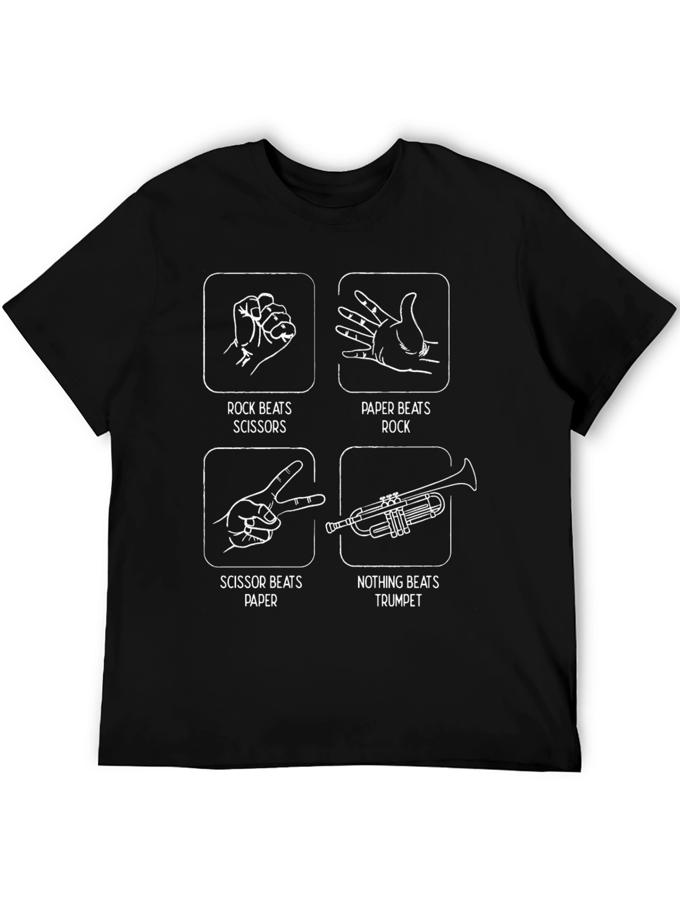 Rock Paper Scissors Trumpet Graphic T-Shirt