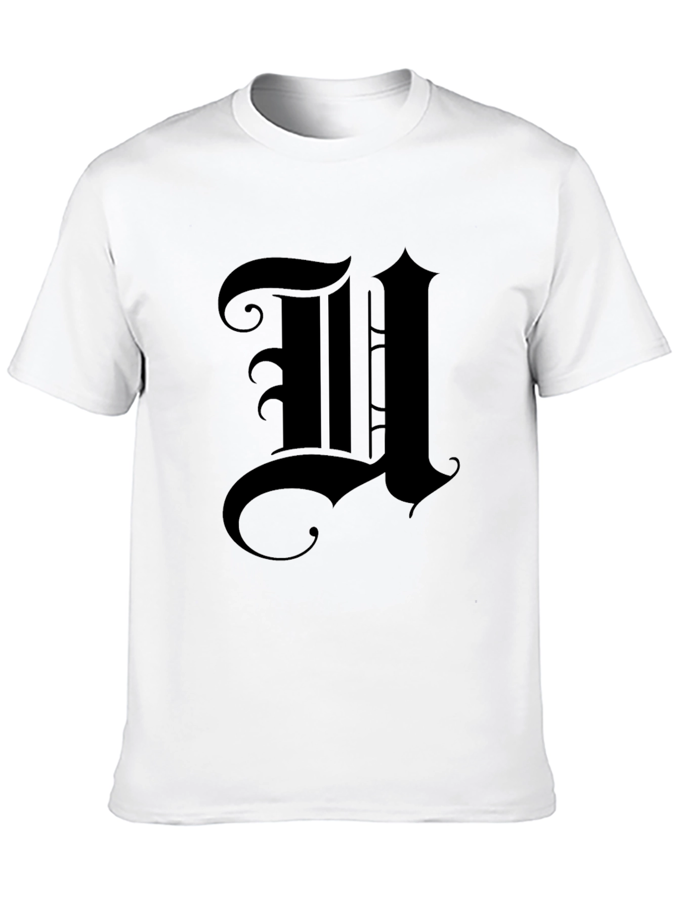 Gothic Initial U Black T-Shirt