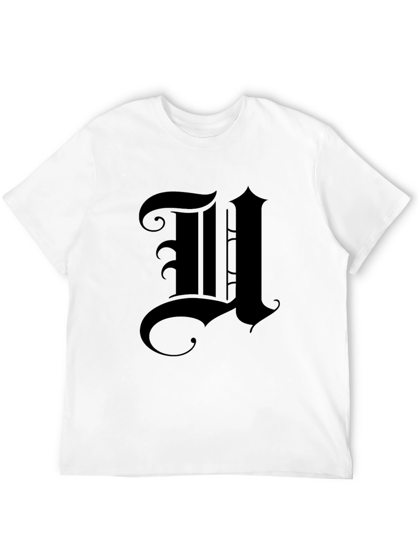 Gothic Initial U Black T-Shirt