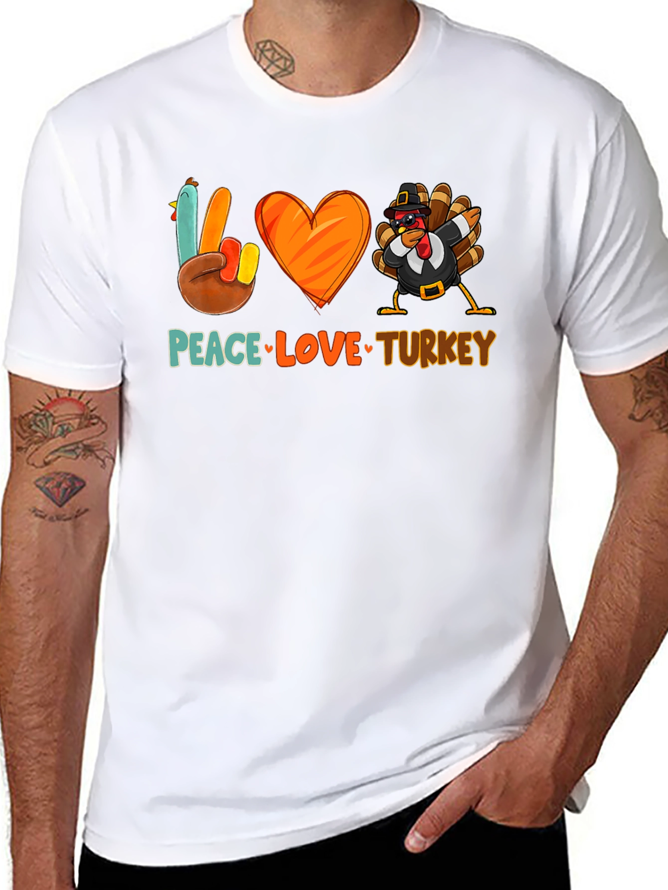 Peace Love Turkey T-Shirt - Thanksgiving Festive Apparel