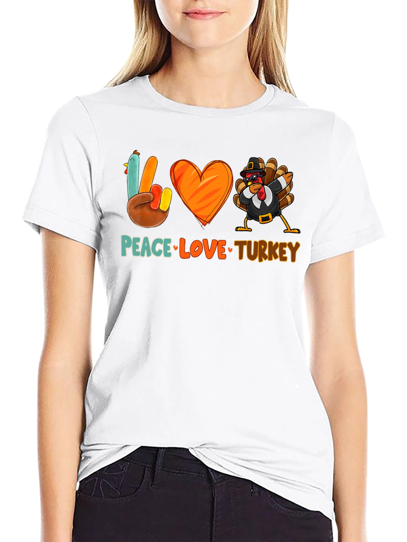 Peace Love Turkey T-Shirt - Thanksgiving Festive Apparel