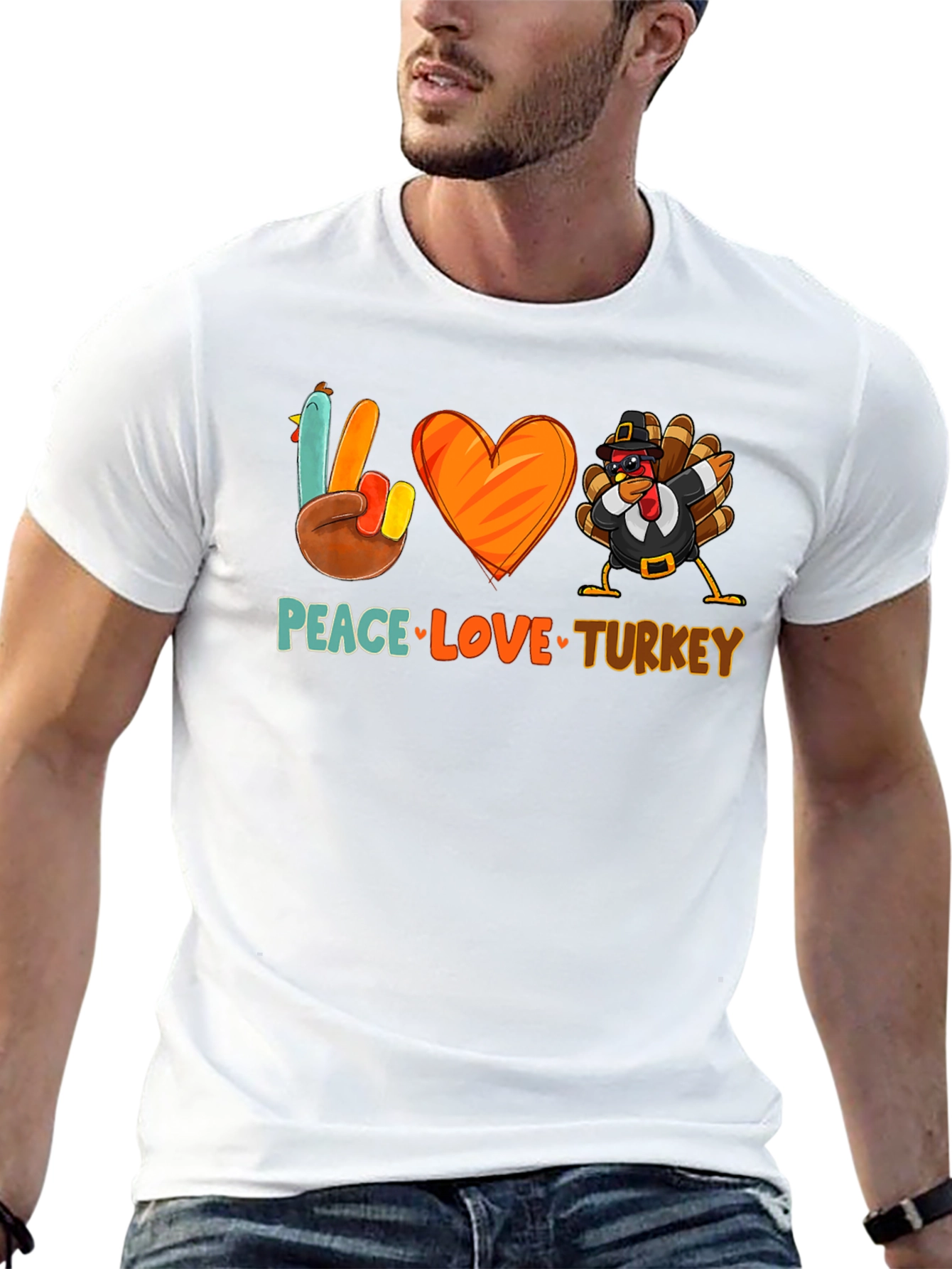 Peace Love Turkey T-Shirt - Thanksgiving Festive Apparel