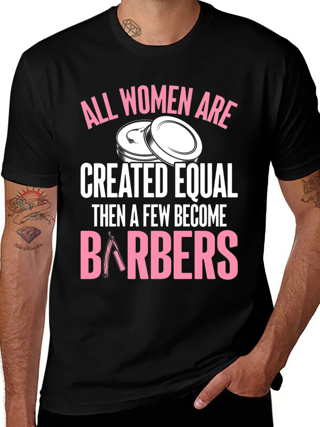 All Women Are Barbers Black T-Shirt