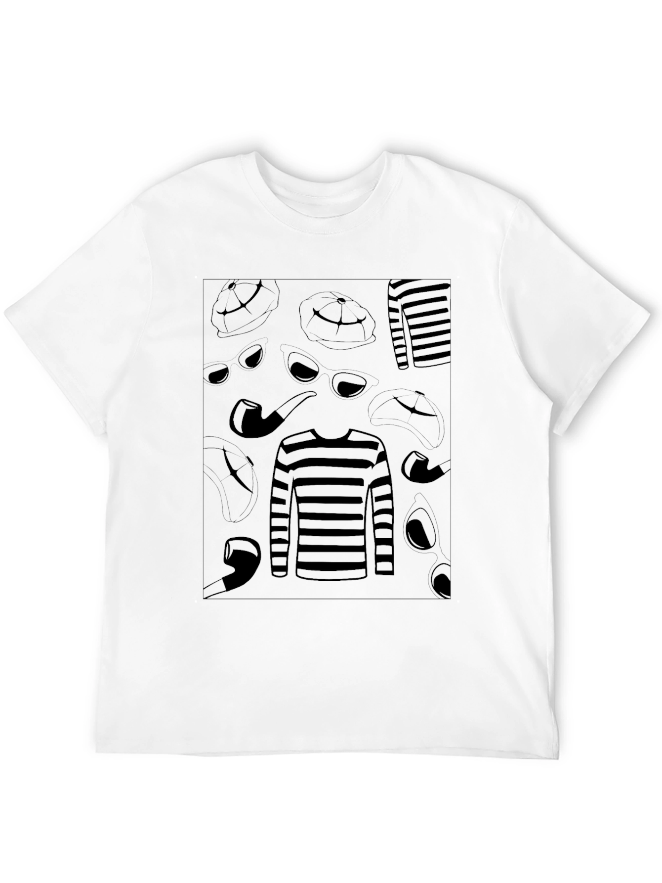 Detective Patterned Black T-Shirt
