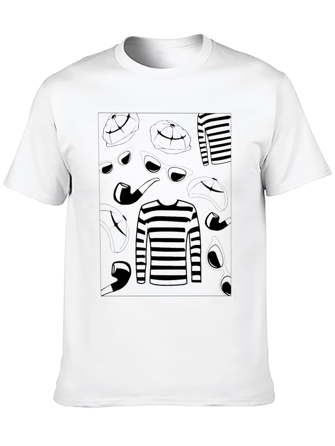 Detective Patterned Black T-Shirt