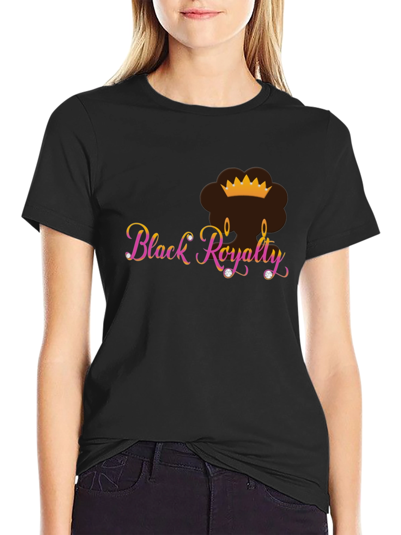 Black Royalty Tee - Crowned Queen