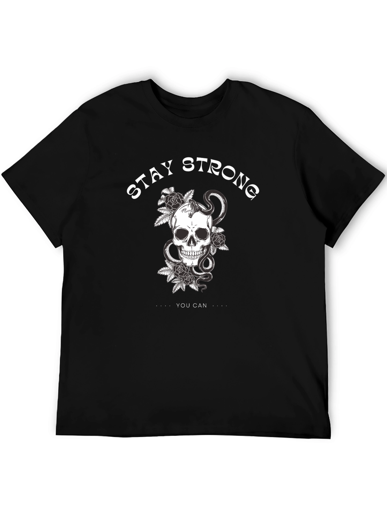 Stay Strong Skull Graphic Black T-Shirt
