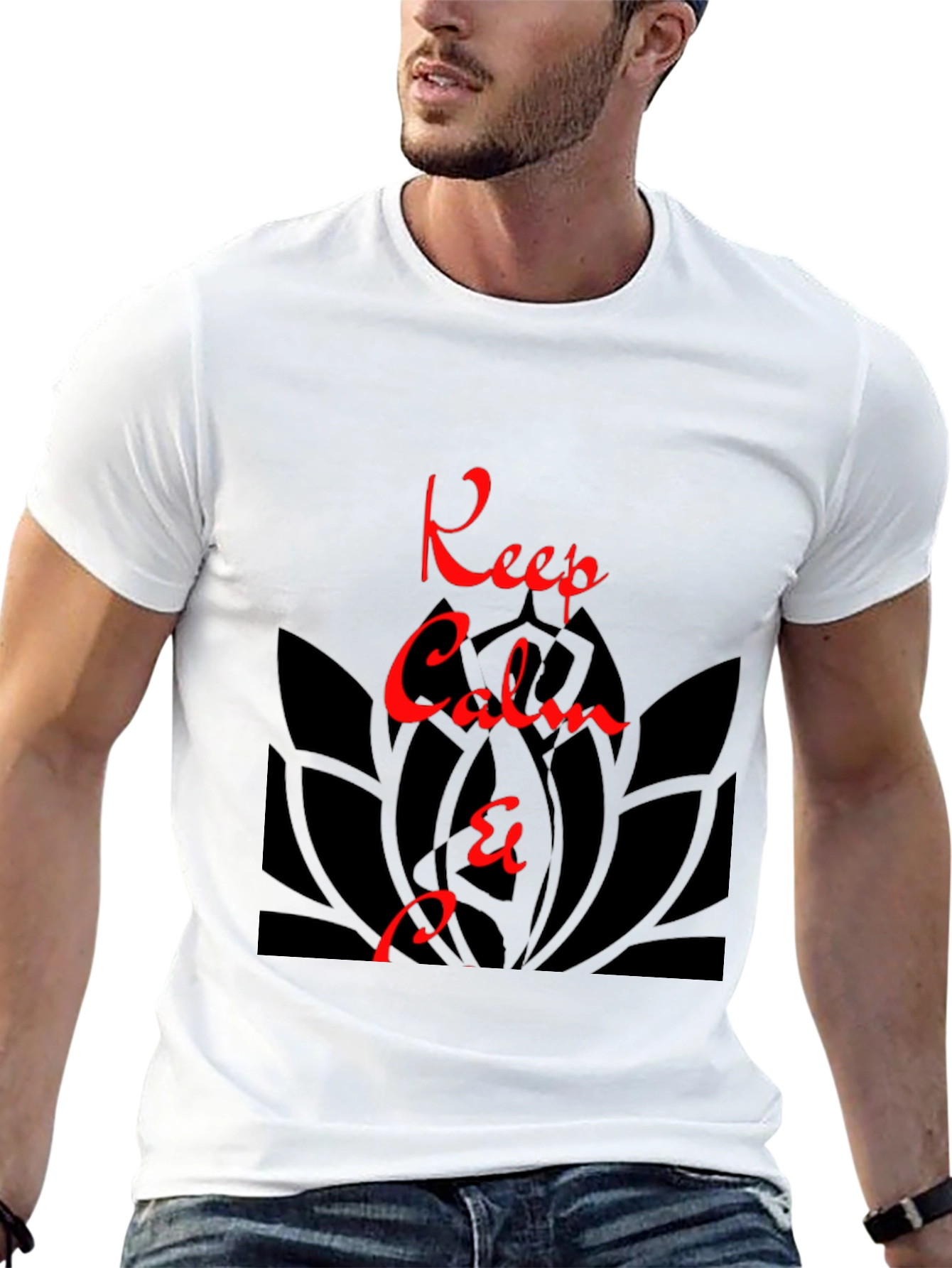 Keep Calm Graphic Tee - Zen Lotus Black T-Shirt