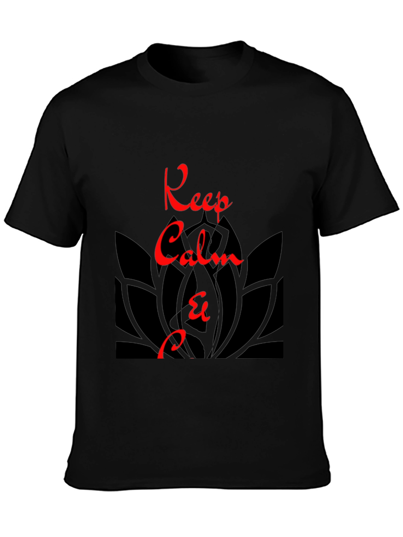 Keep Calm Graphic Tee - Zen Lotus Black T-Shirt