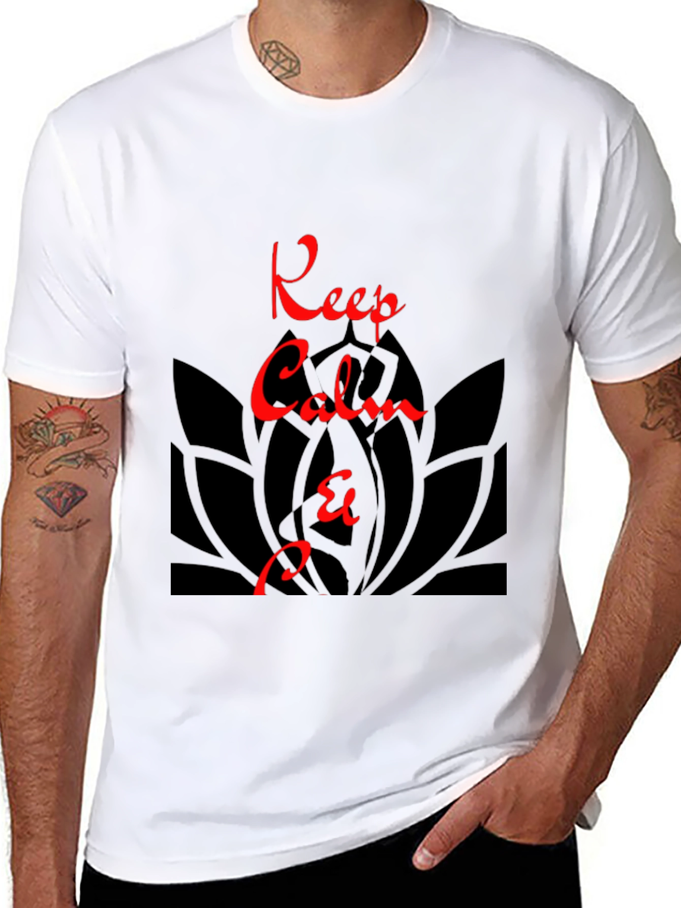 Keep Calm Graphic Tee - Zen Lotus Black T-Shirt