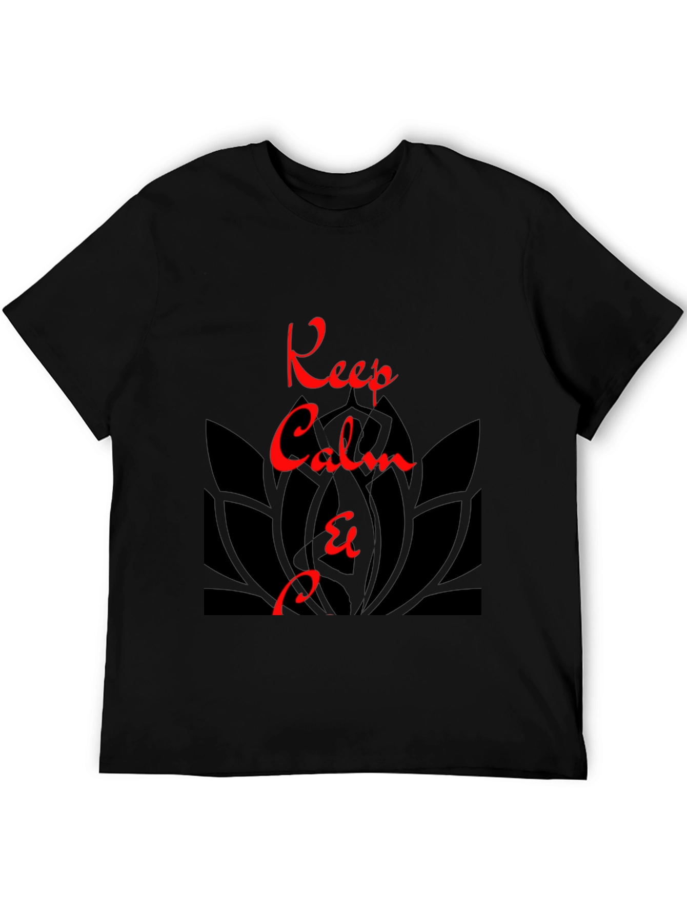 Keep Calm Graphic Tee - Zen Lotus Black T-Shirt