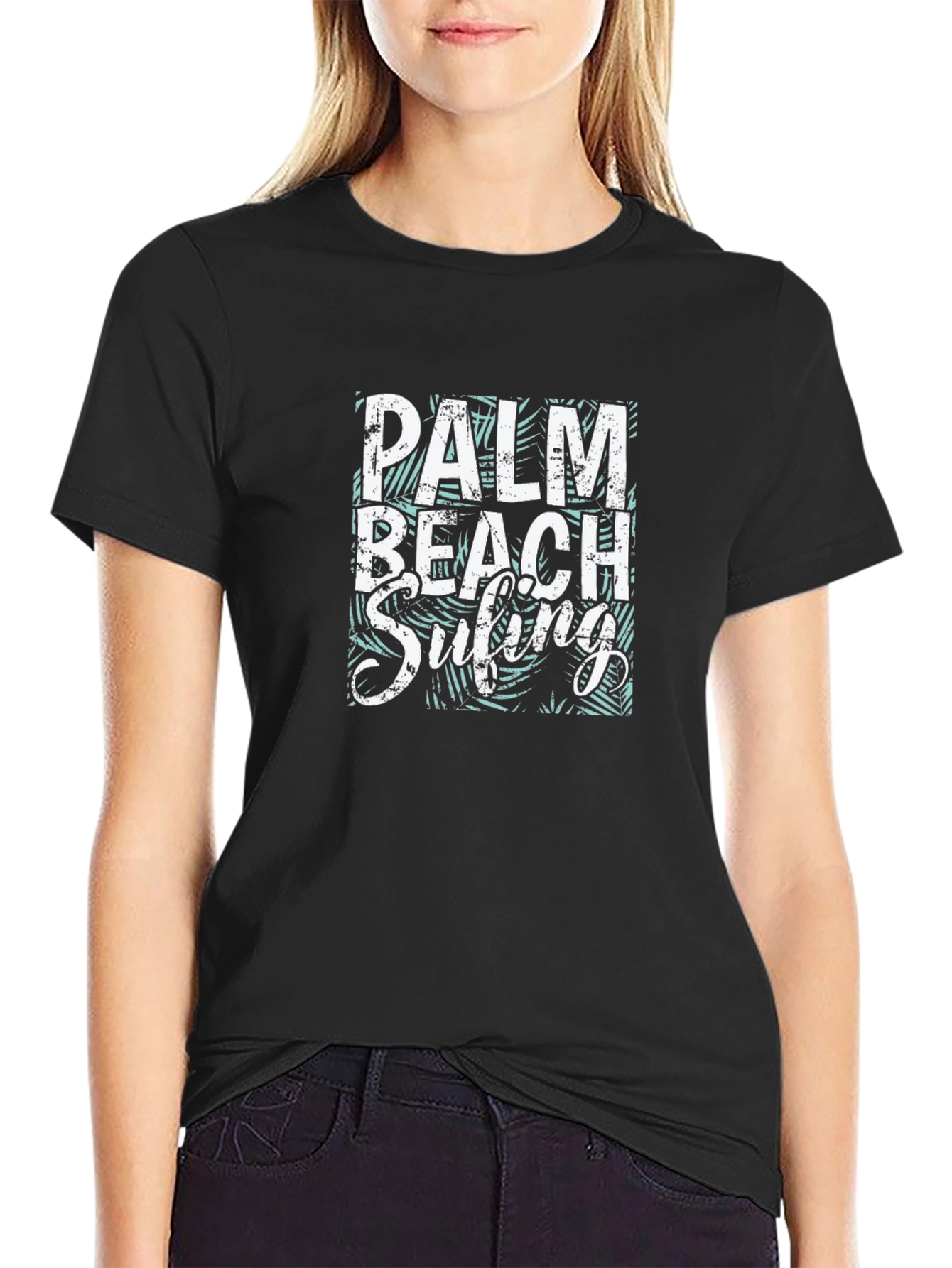 Palm Beach Surfing T-Shirt - Black Graphic Tee