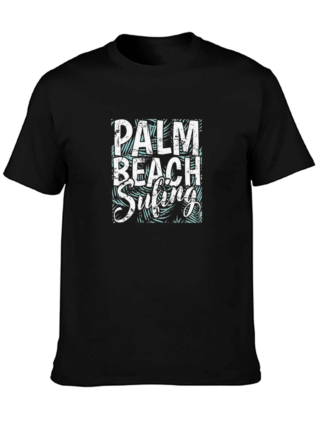 Palm Beach Surfing T-Shirt - Black Graphic Tee