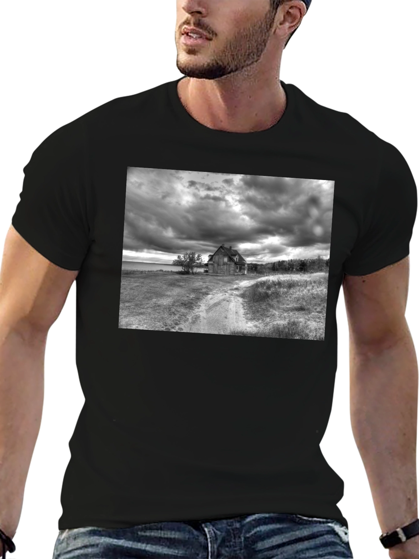 Distressed Farmhouse Black T-Shirt