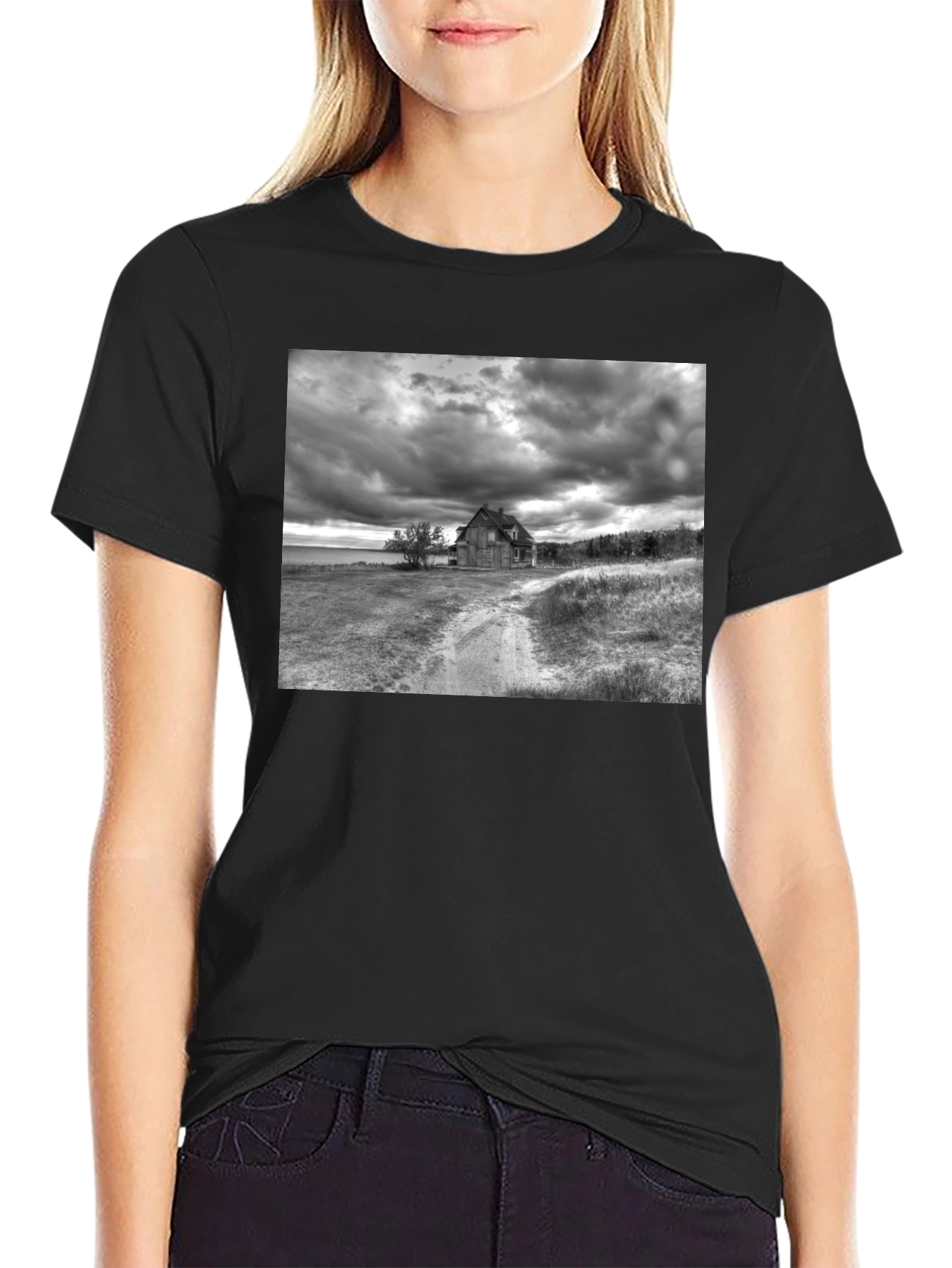 Distressed Farmhouse Black T-Shirt