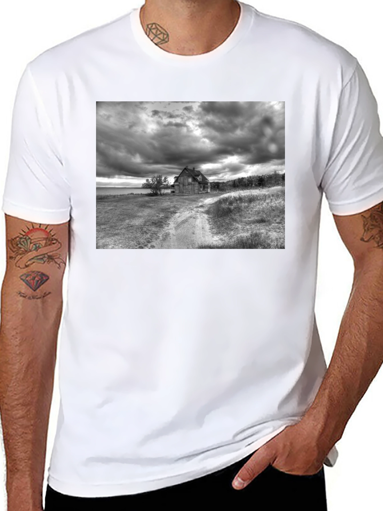 Distressed Farmhouse Black T-Shirt