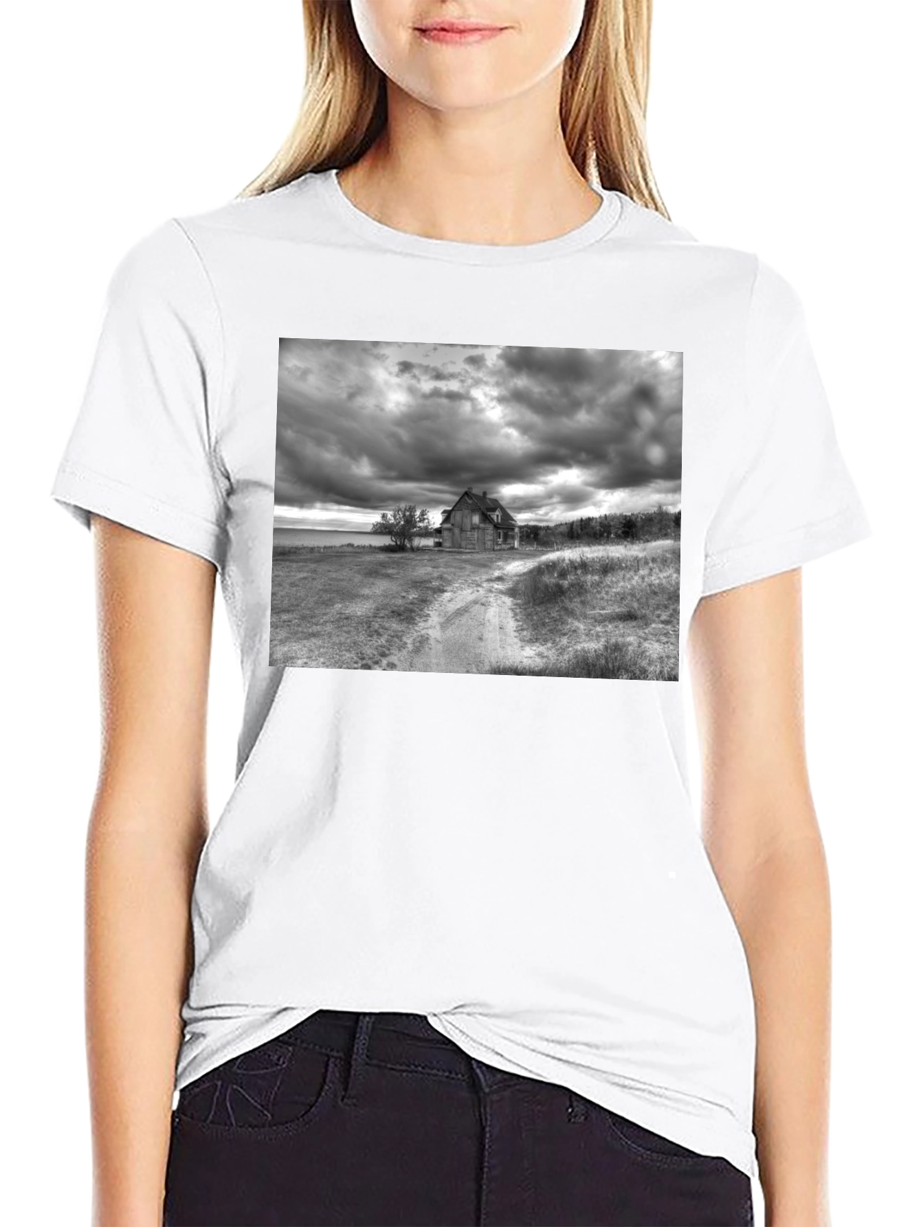Distressed Farmhouse Black T-Shirt