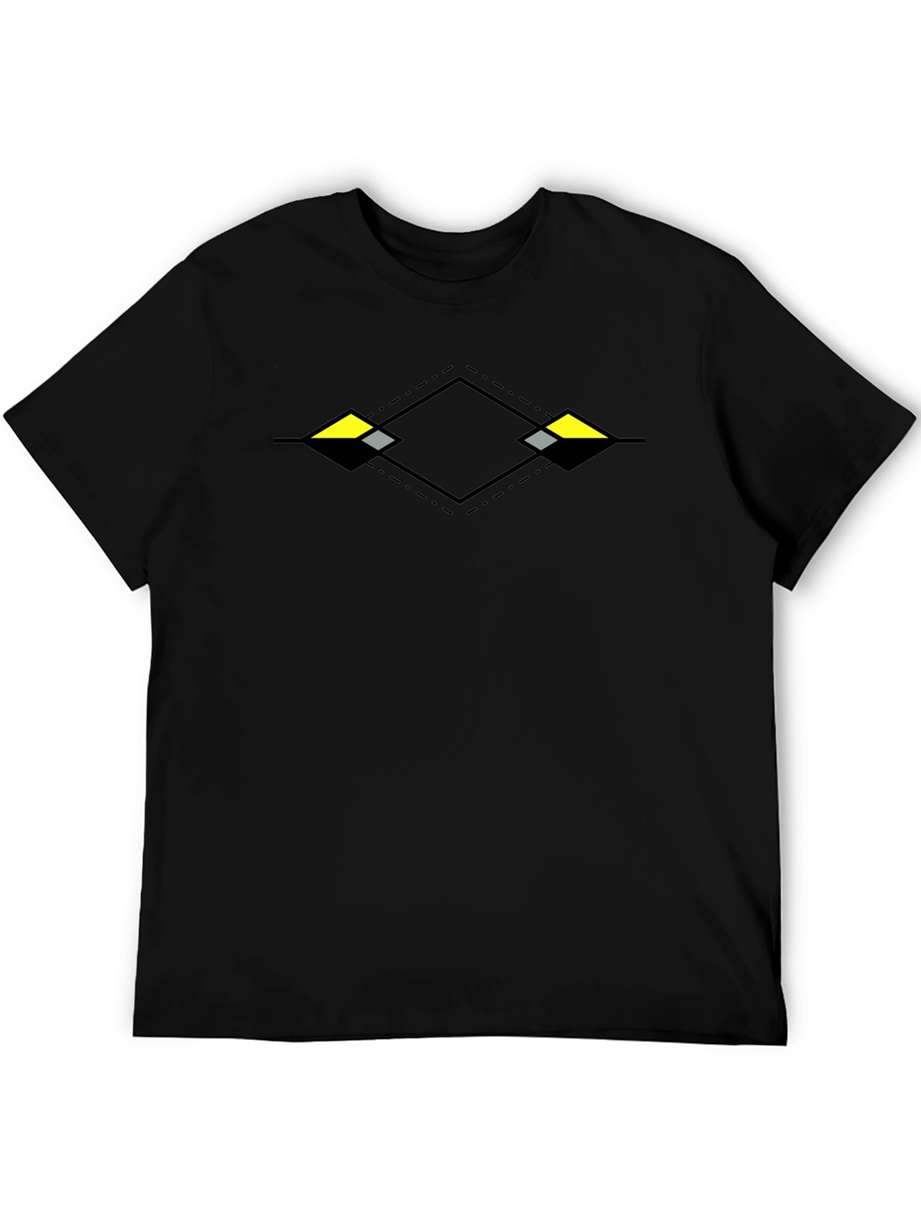 Modern Geometric Diamond Black T-Shirt