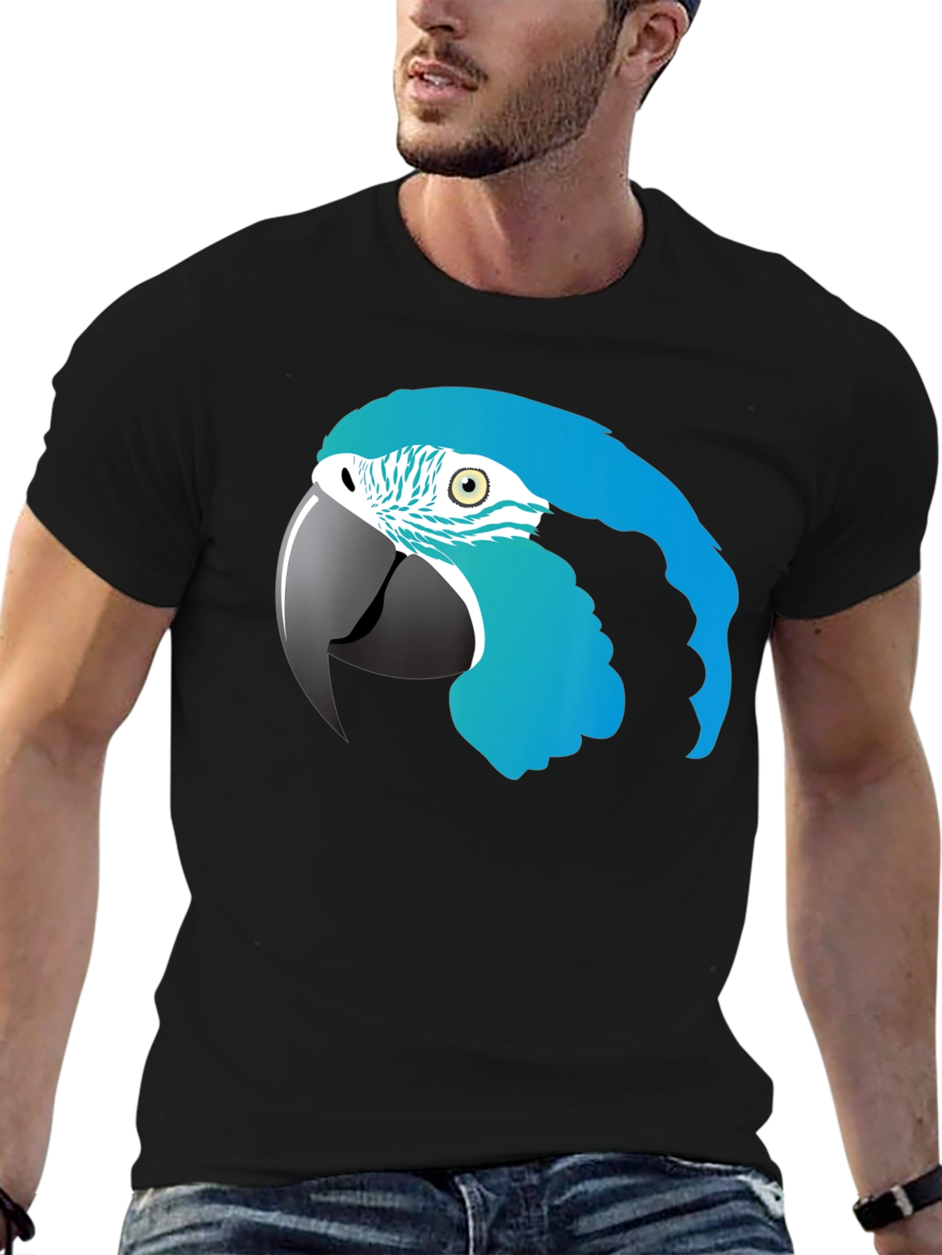 Blue Macaw Parrot Graphic T-Shirt