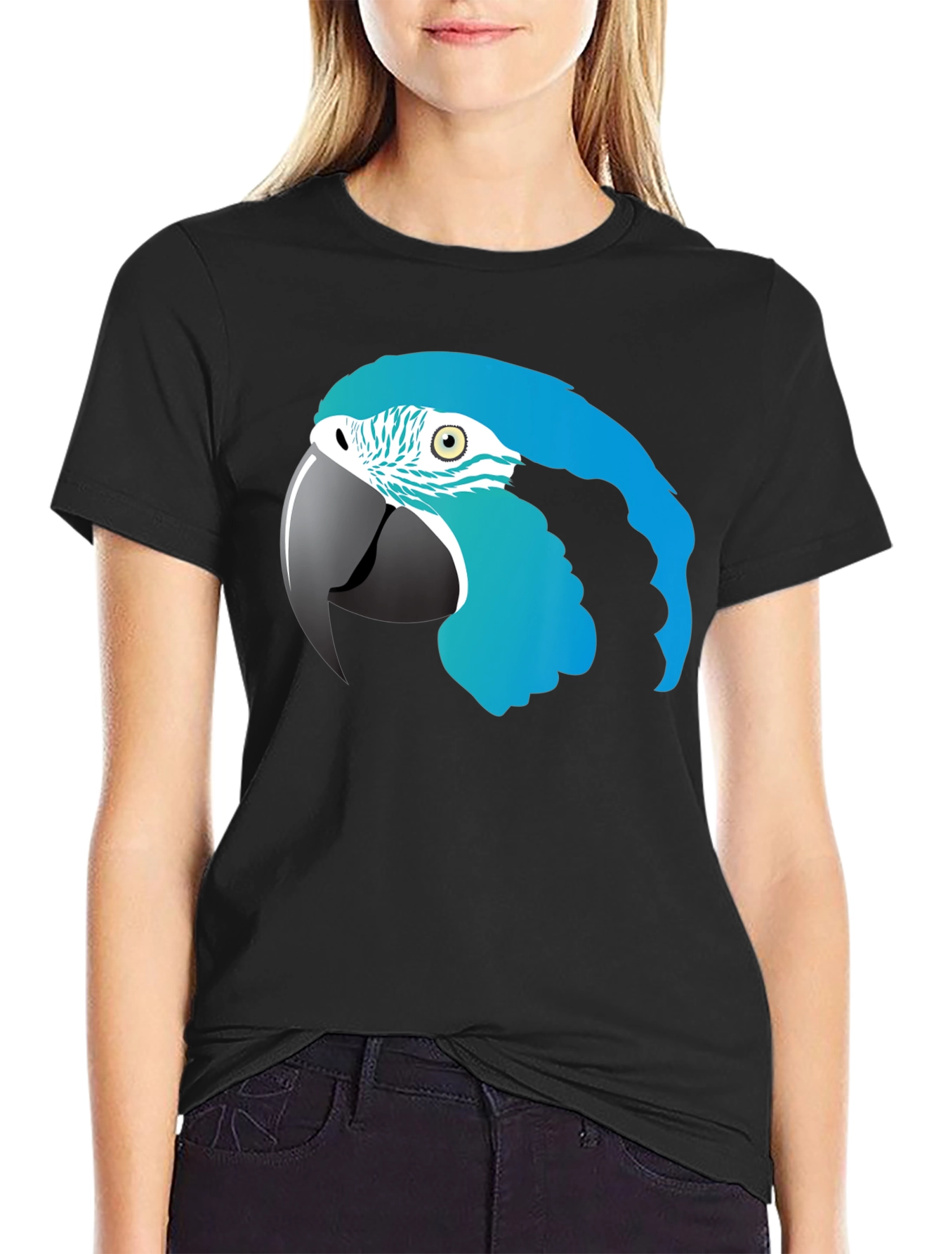 Blue Macaw Parrot Graphic T-Shirt