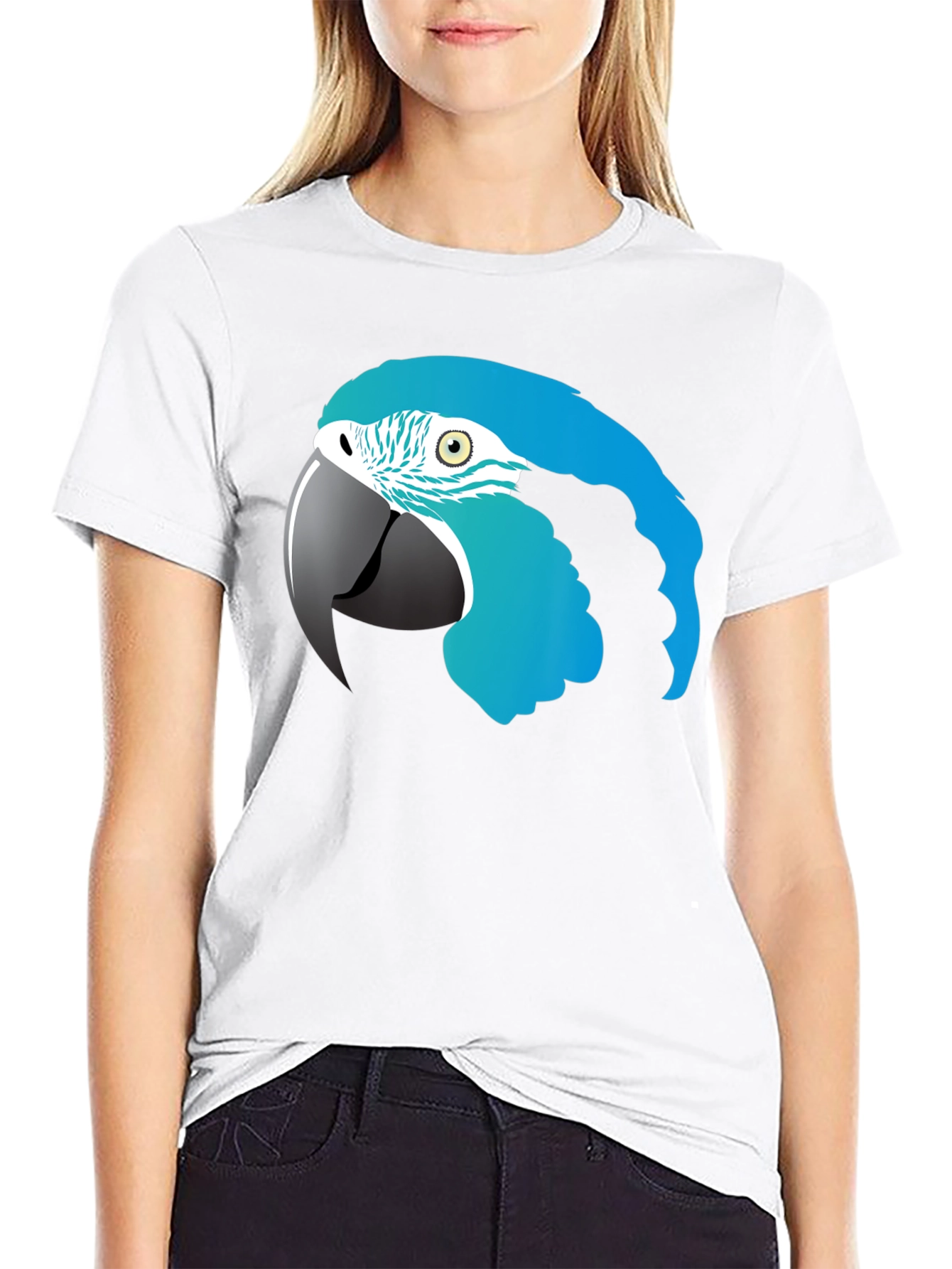 Blue Macaw Parrot Graphic T-Shirt