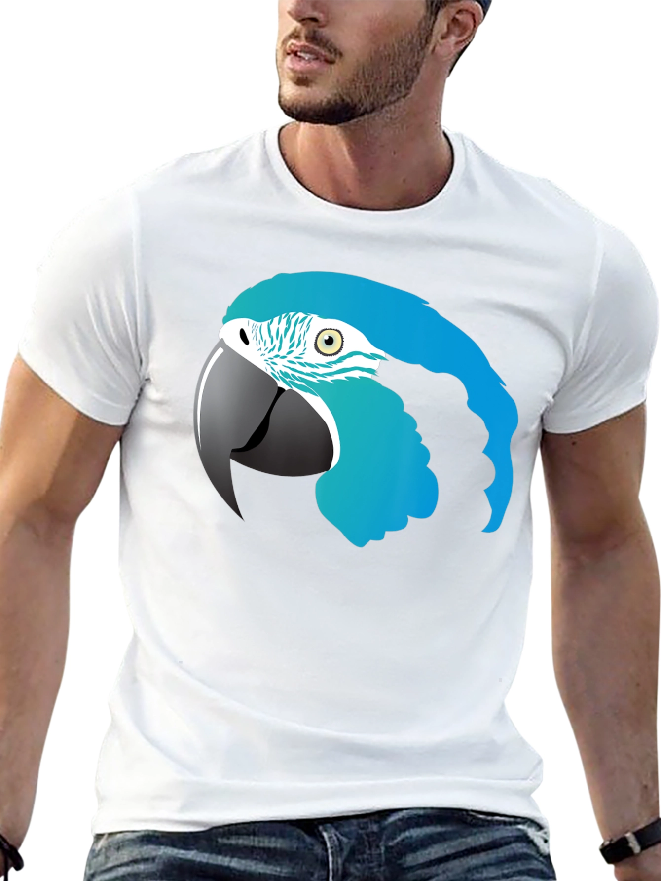 Blue Macaw Parrot Graphic T-Shirt