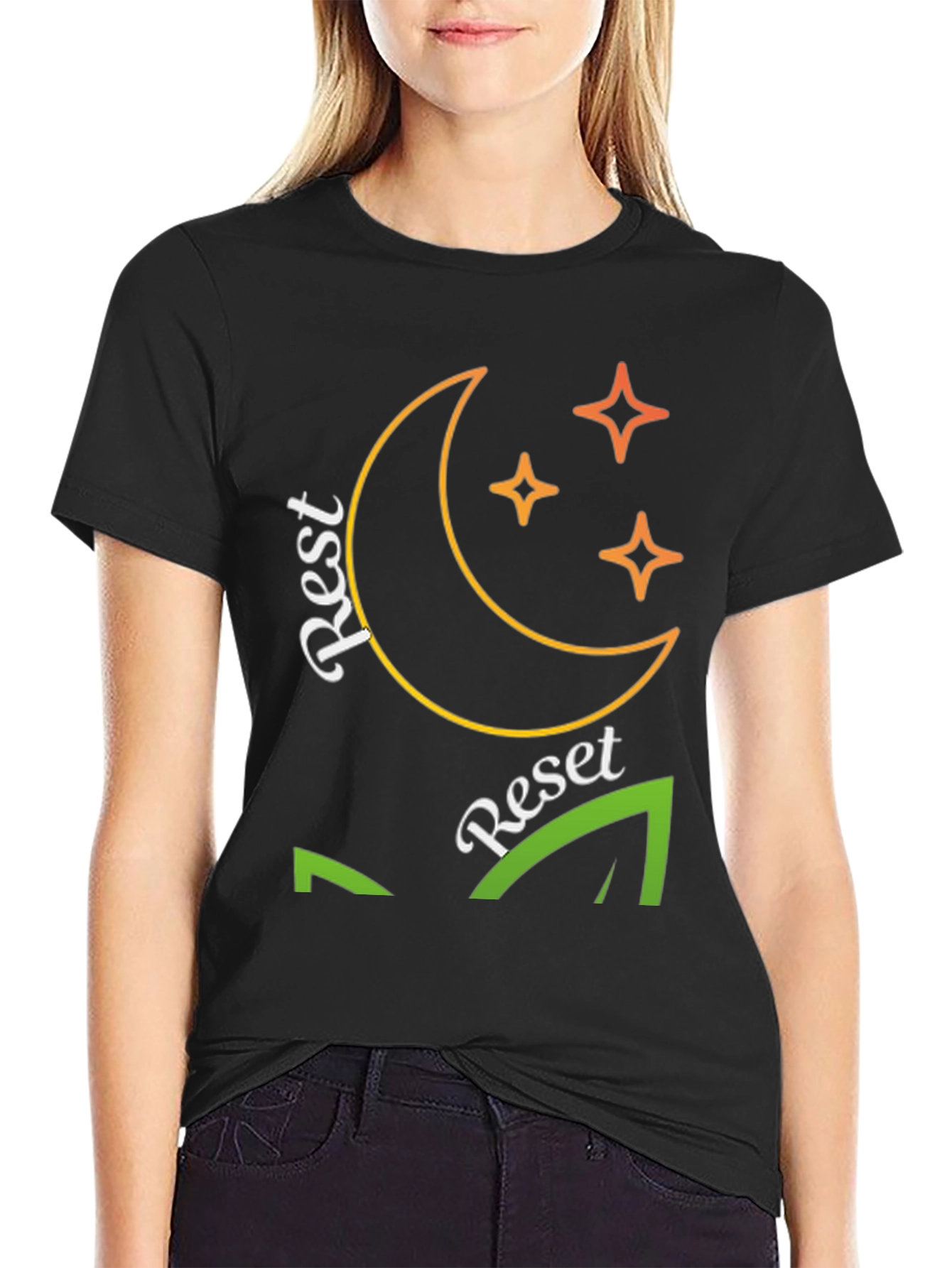 Rest Reset T-Shirt - Moon & Stars Graphic