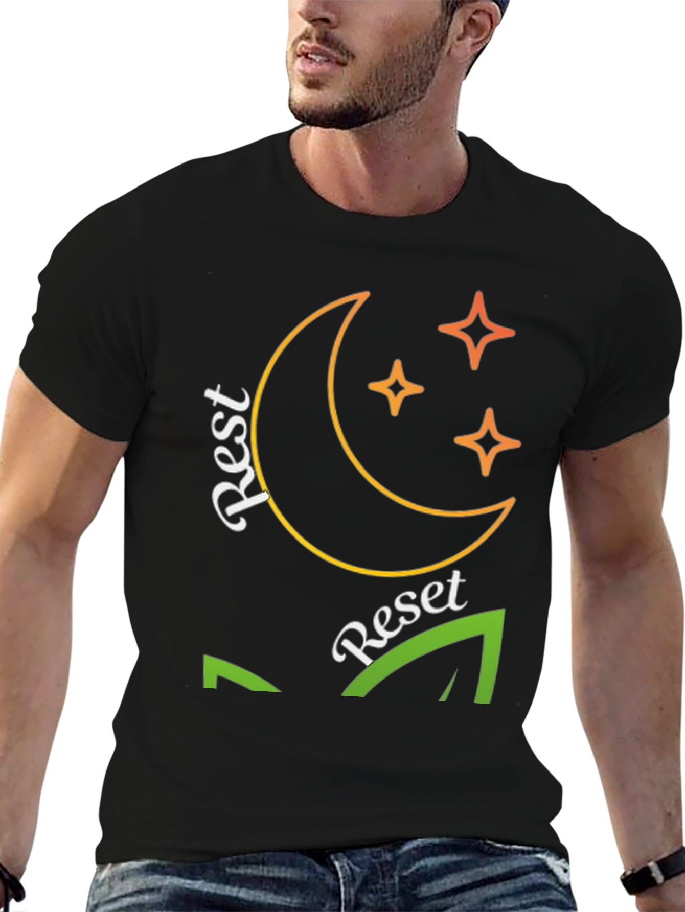 Rest Reset T-Shirt - Moon & Stars Graphic