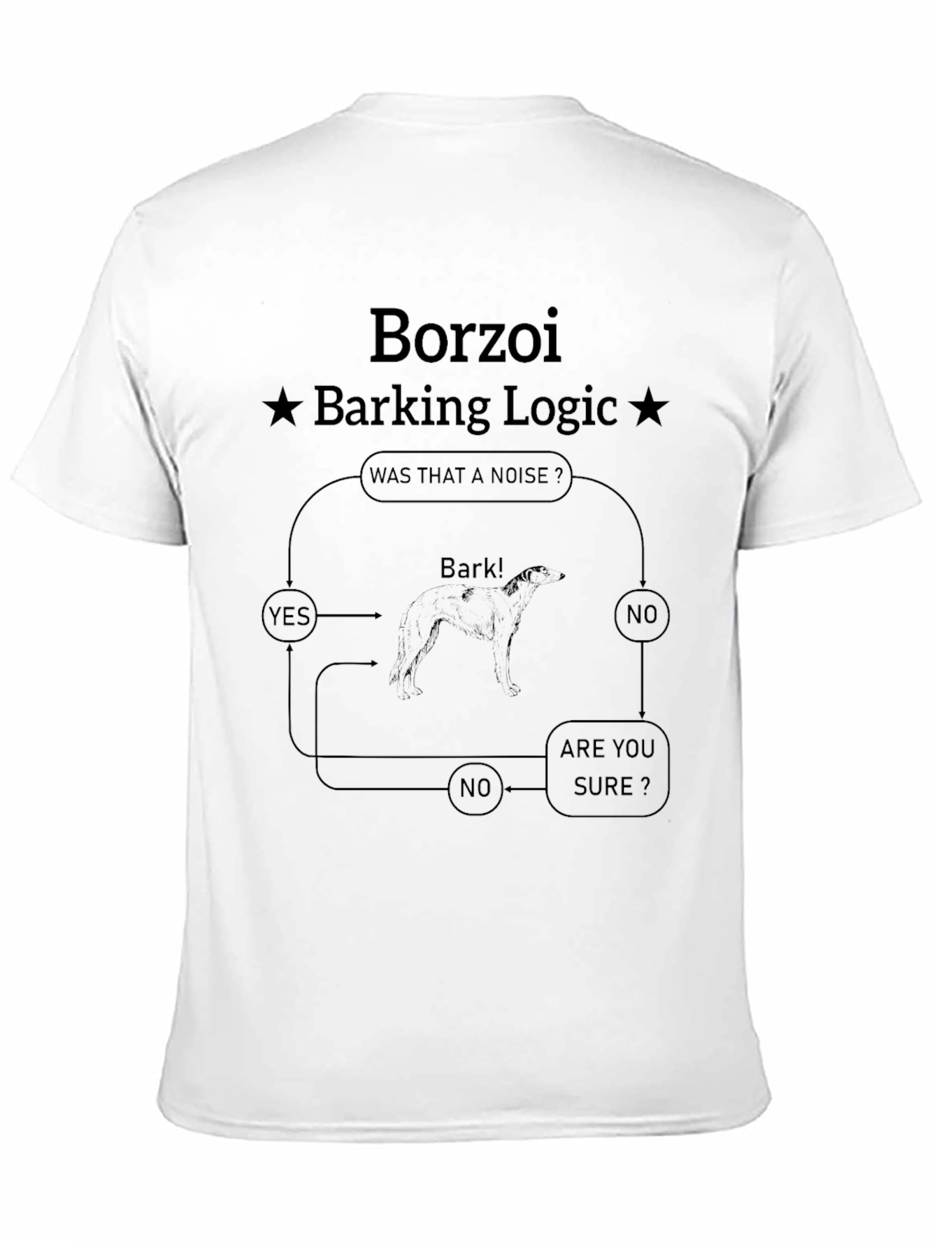 Borzoi Barking Logic Black T-Shirt