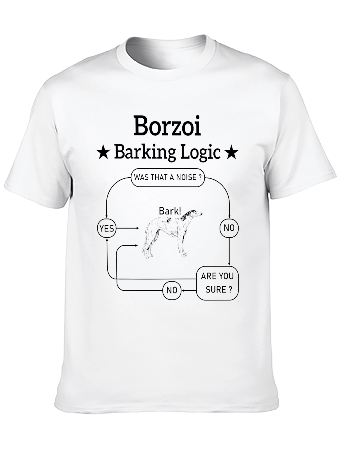 Borzoi Barking Logic Black T-Shirt